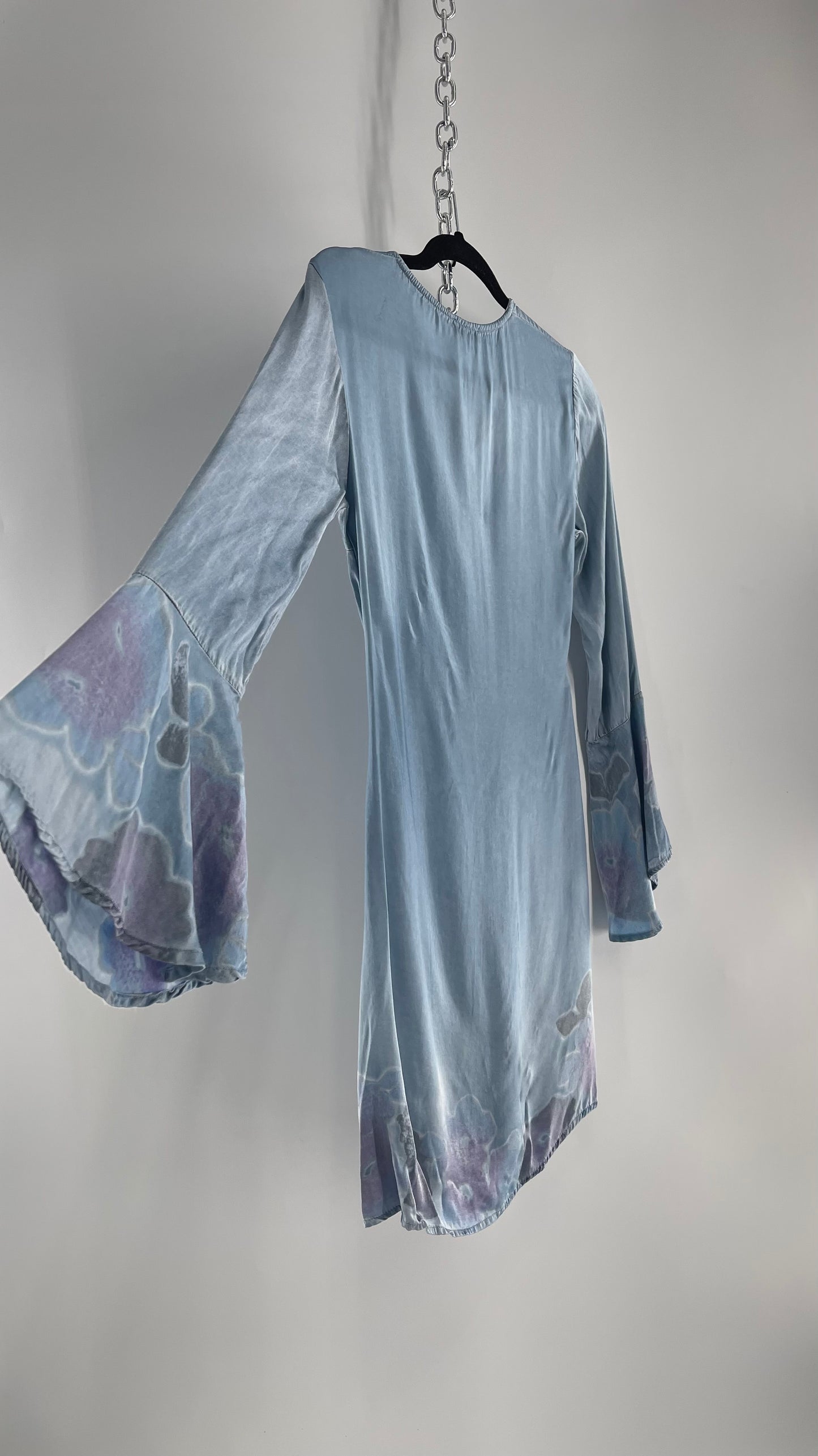 Rays for Days Powder Blue Silky Bell Sleeve Dress (XS)