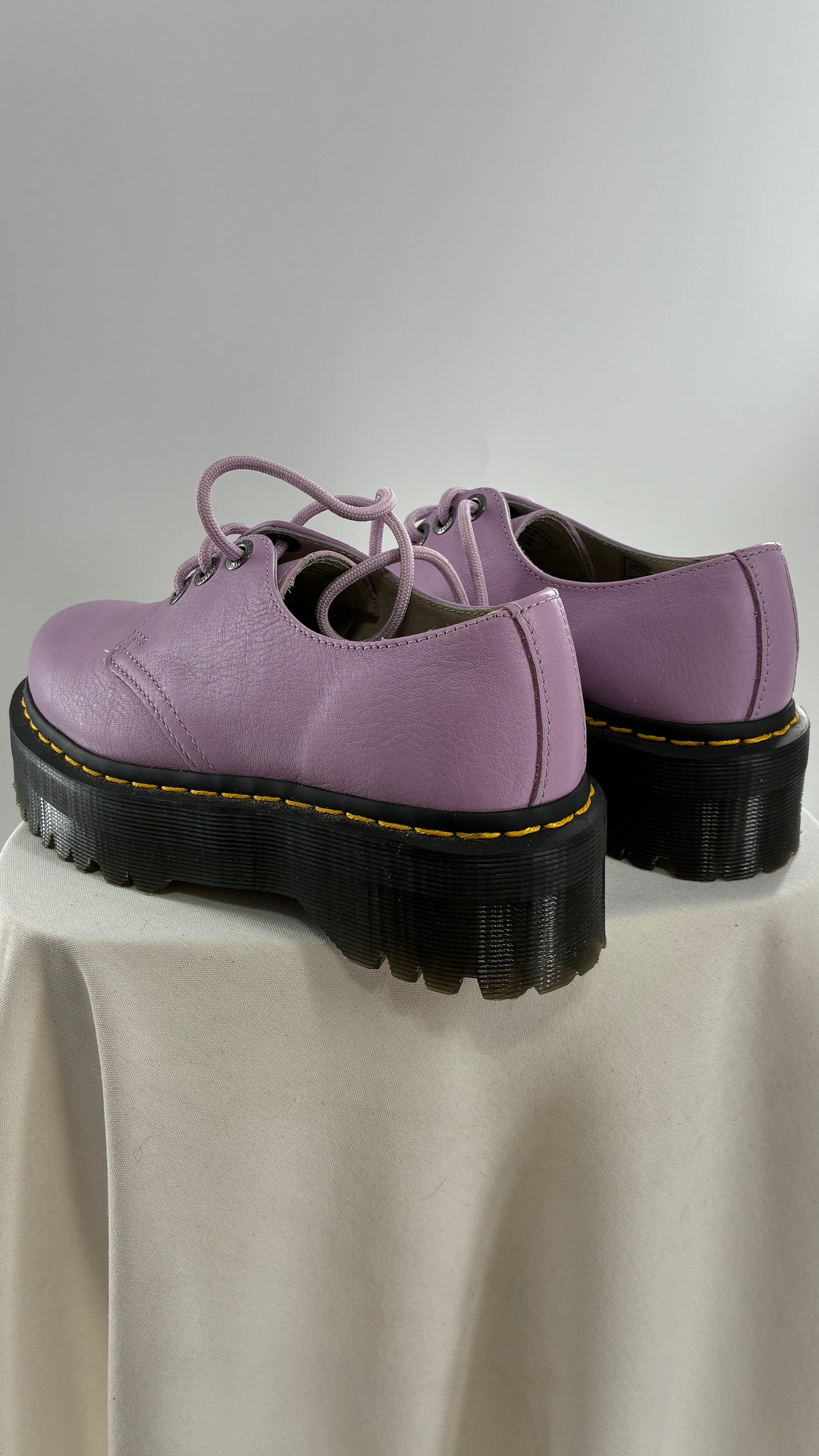 Vintage Dr. Martens 1461 Quad II, Lilac Purple, Pisa Leather Platform Oxfords (6)