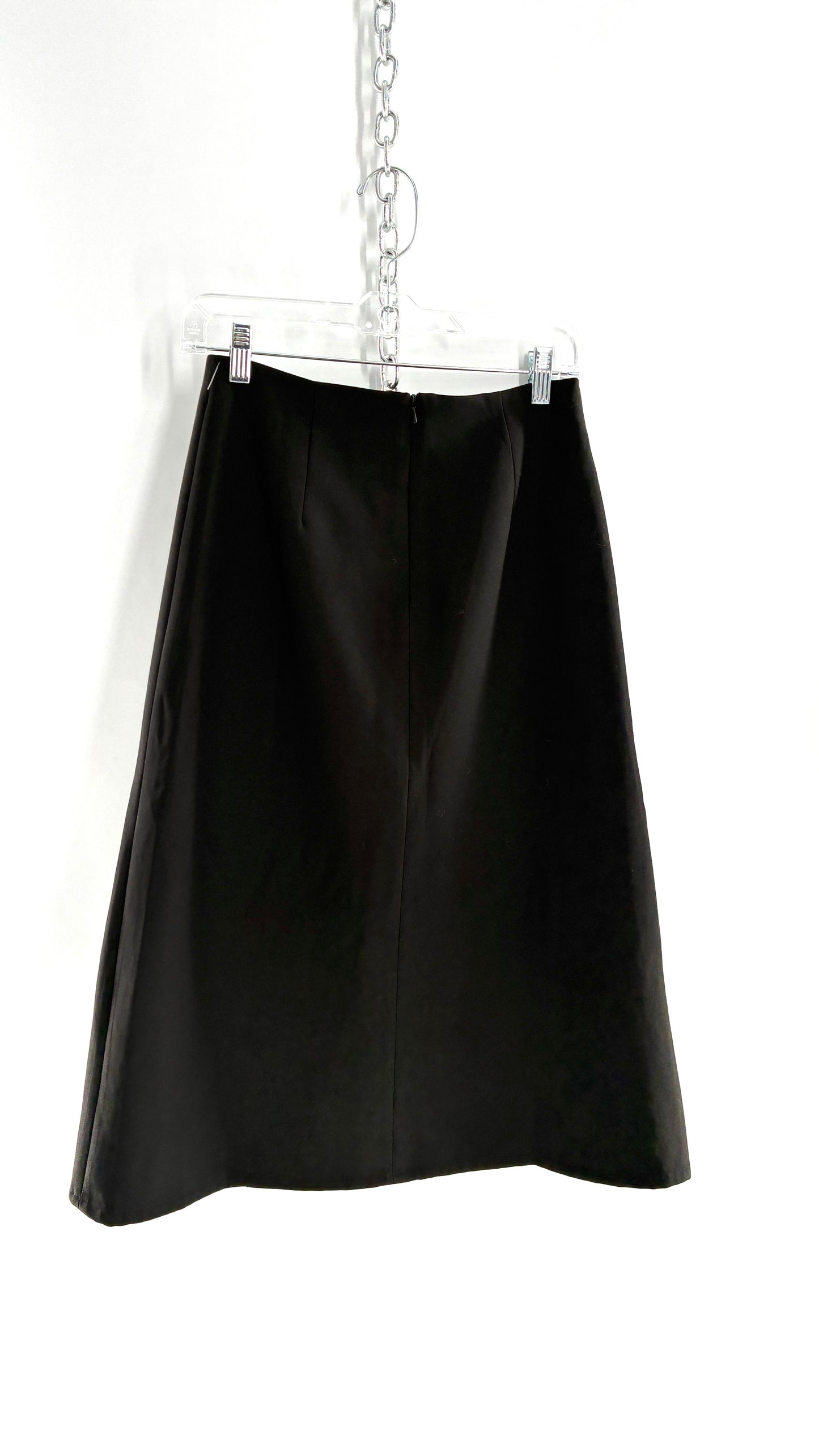 Vintage BYSI Black Skirt with Asymmetric Slit, Bronze Grommets and Lace Thigh Detail (EU36,UK8)