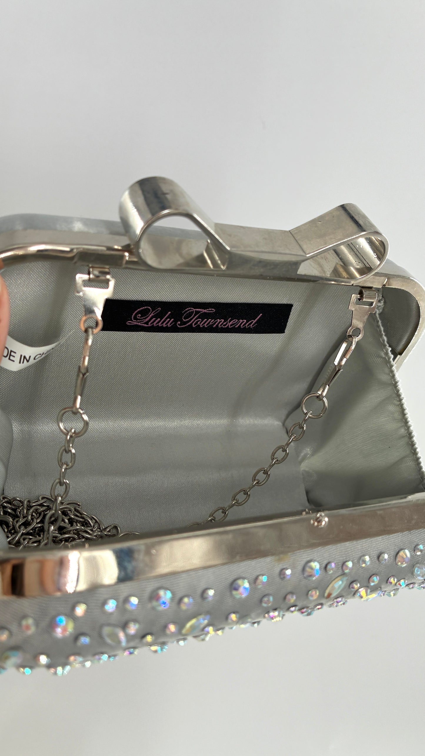 Vintage Lulu Townsend Silver Purse with Iridescent Gems