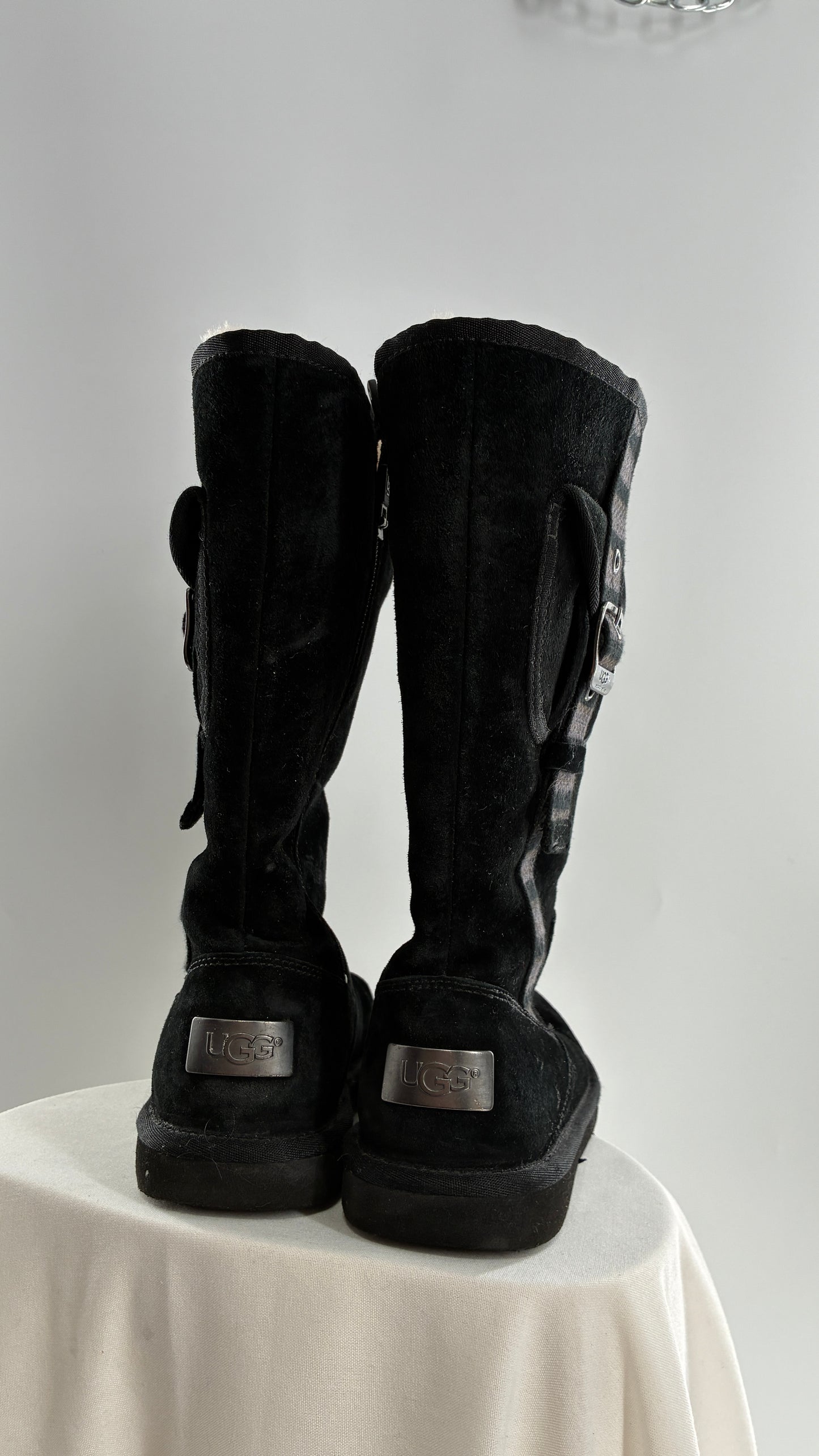UGG Australia Black Suede Tall Cargo Boot (6)