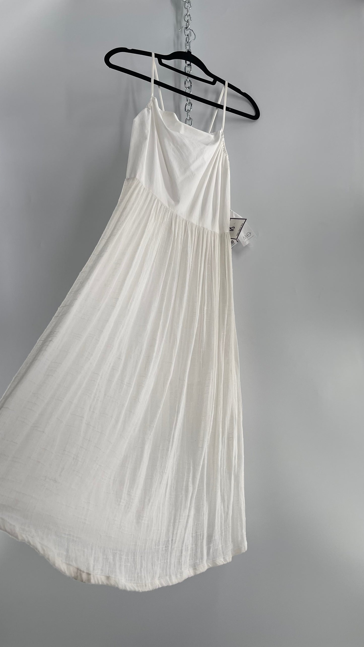 ØM Objects Without Meaning White Dress with Woven Skirt and Tags Attached (Large)