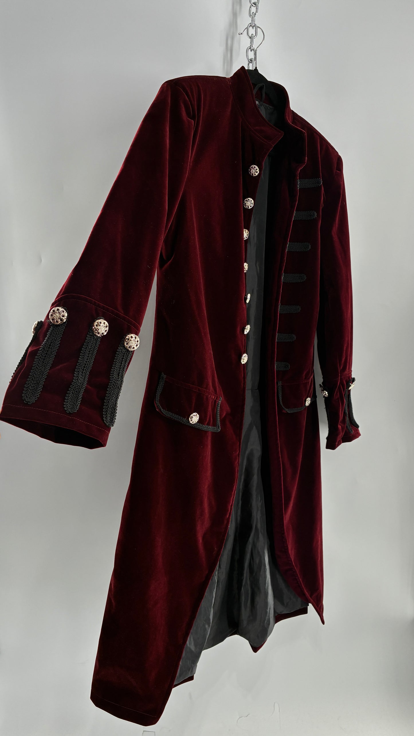 Velour Crimson Steampunk Drummer Coat (XL)