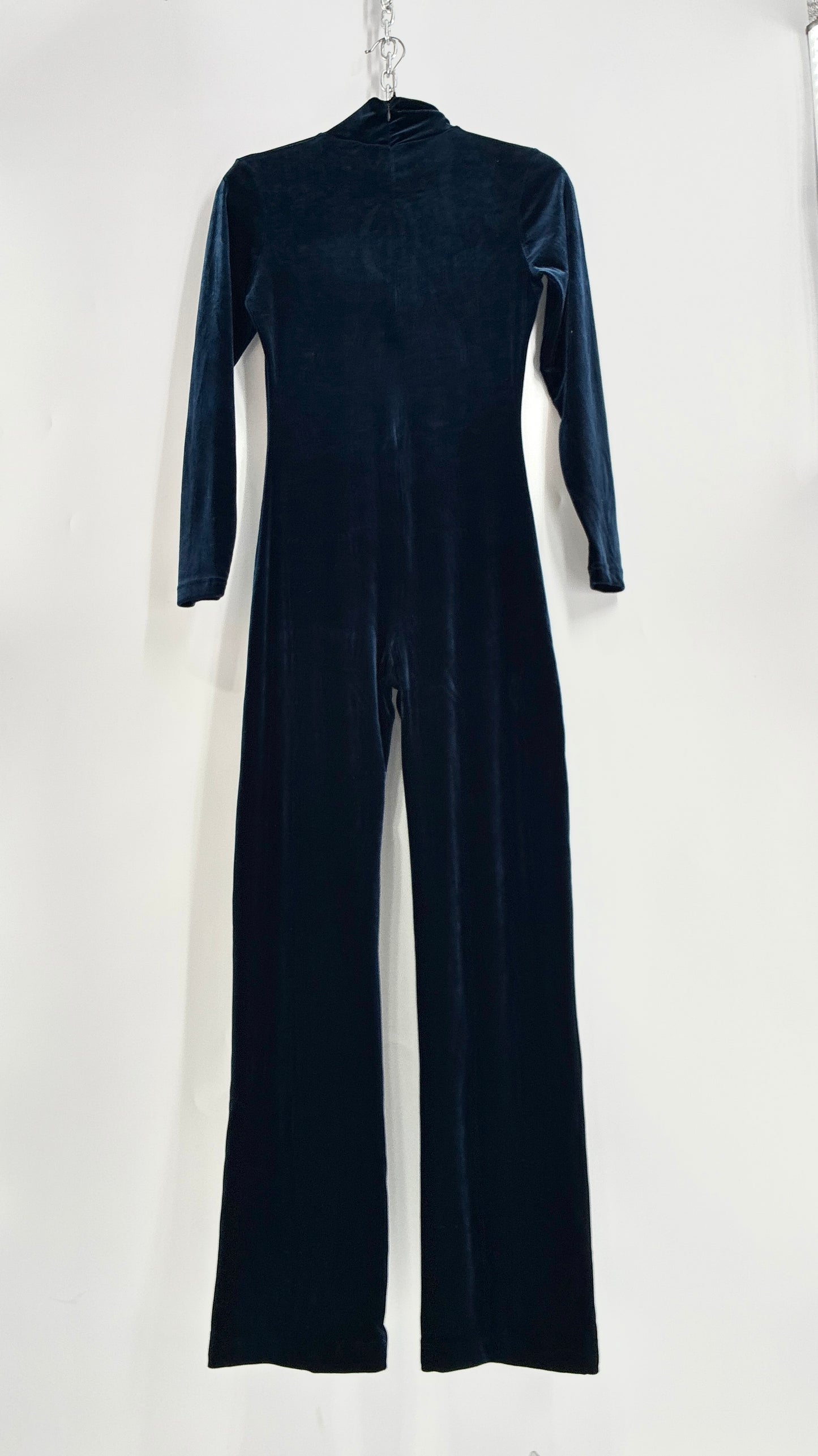 Vintage 1990s MODA INTERNATIONAL Midnight/Navy Blue Jumpsuit with Cut Out Keyhole Detail (Small)