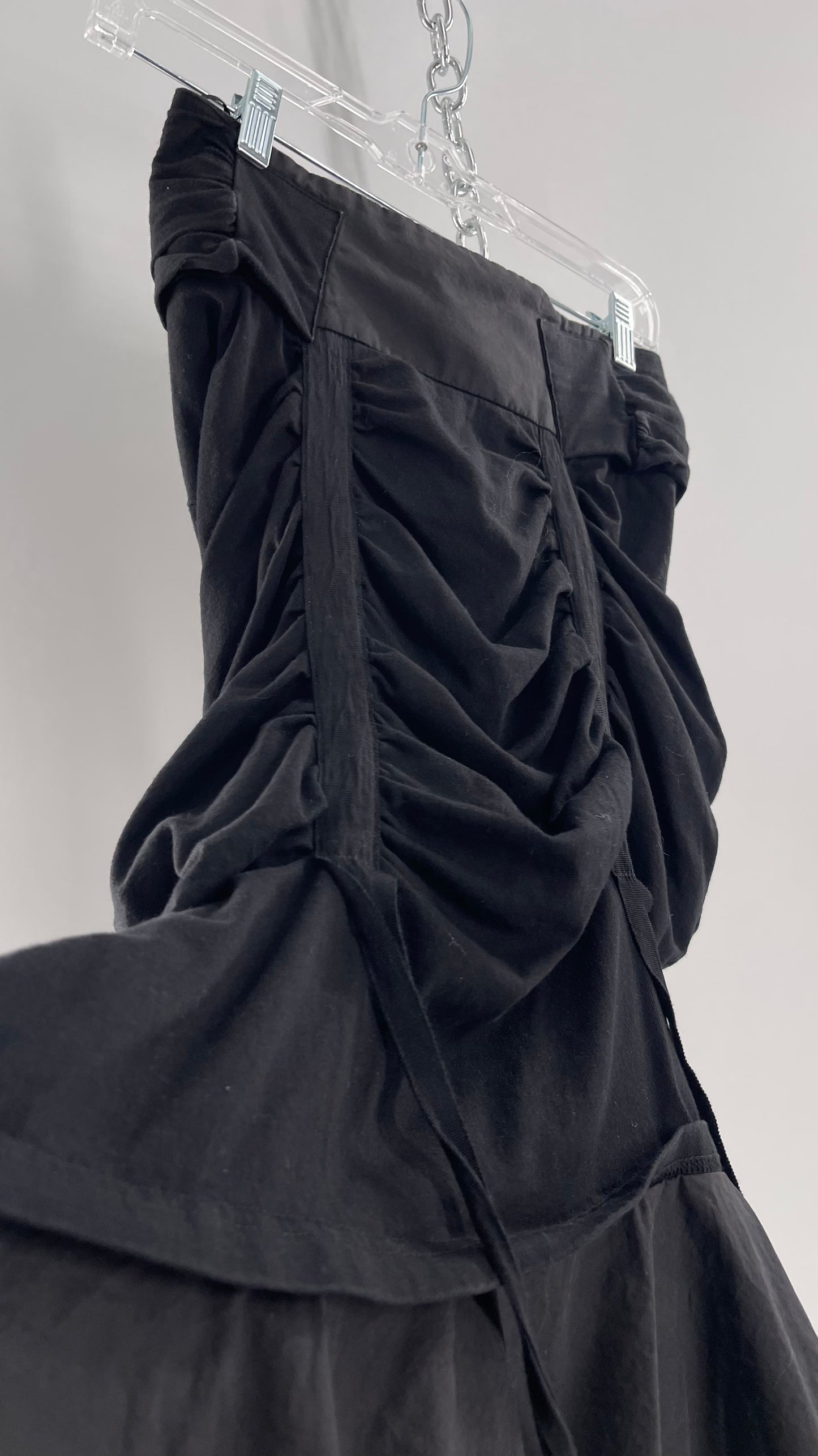 AGANOVICH Black TS50 Jersey Ruched Asymmetric Cargo Skirt with Gold Zipper (0)