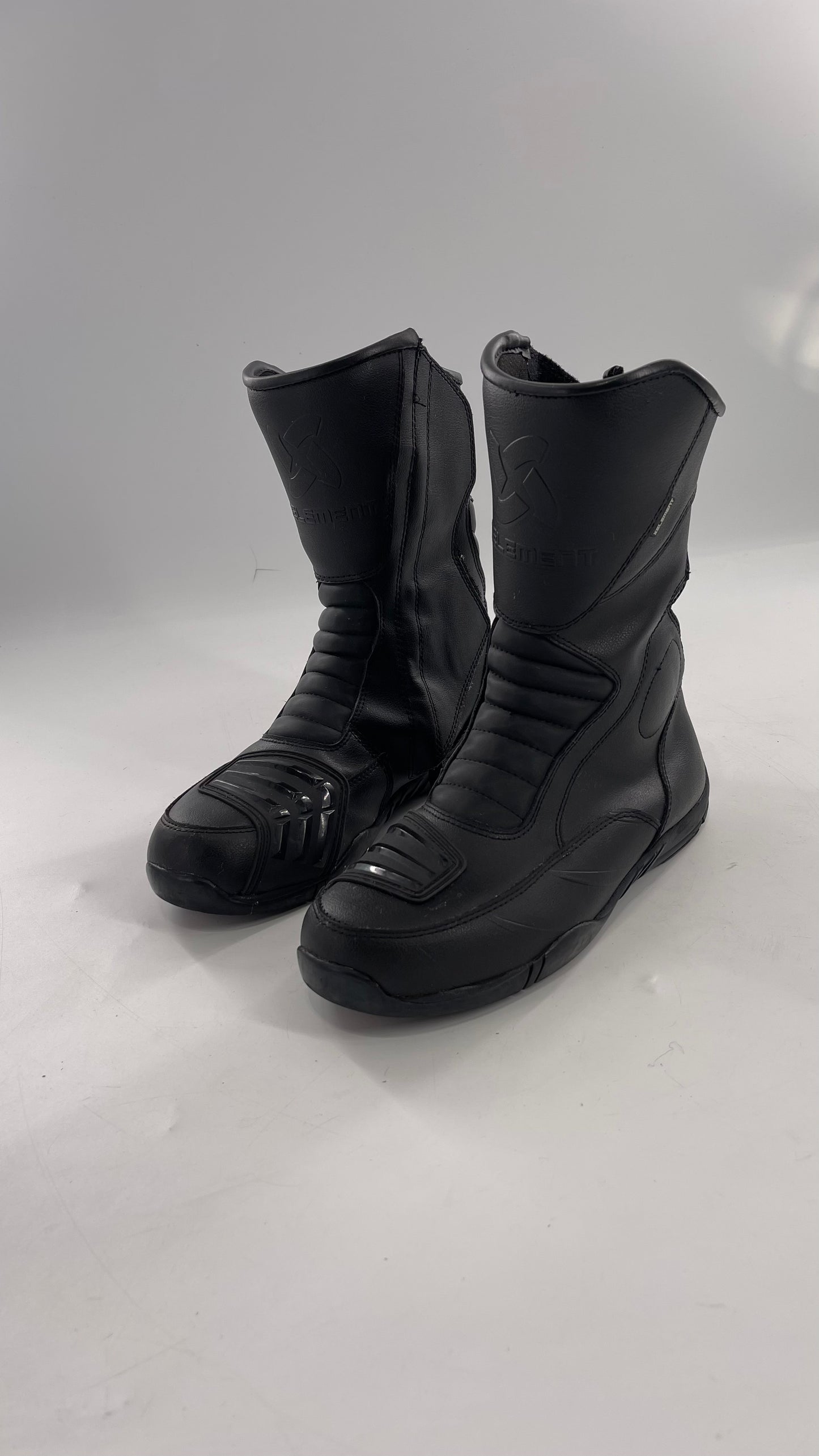 XELEMENT Black Leather Motorcycle Motocross Riding Boots (9.5)