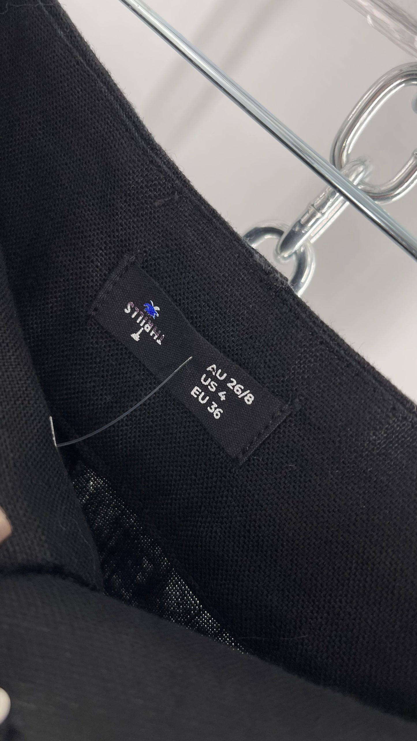 Thrills Black Thick Linen Trouser with Side Buttons and Pleating (4)