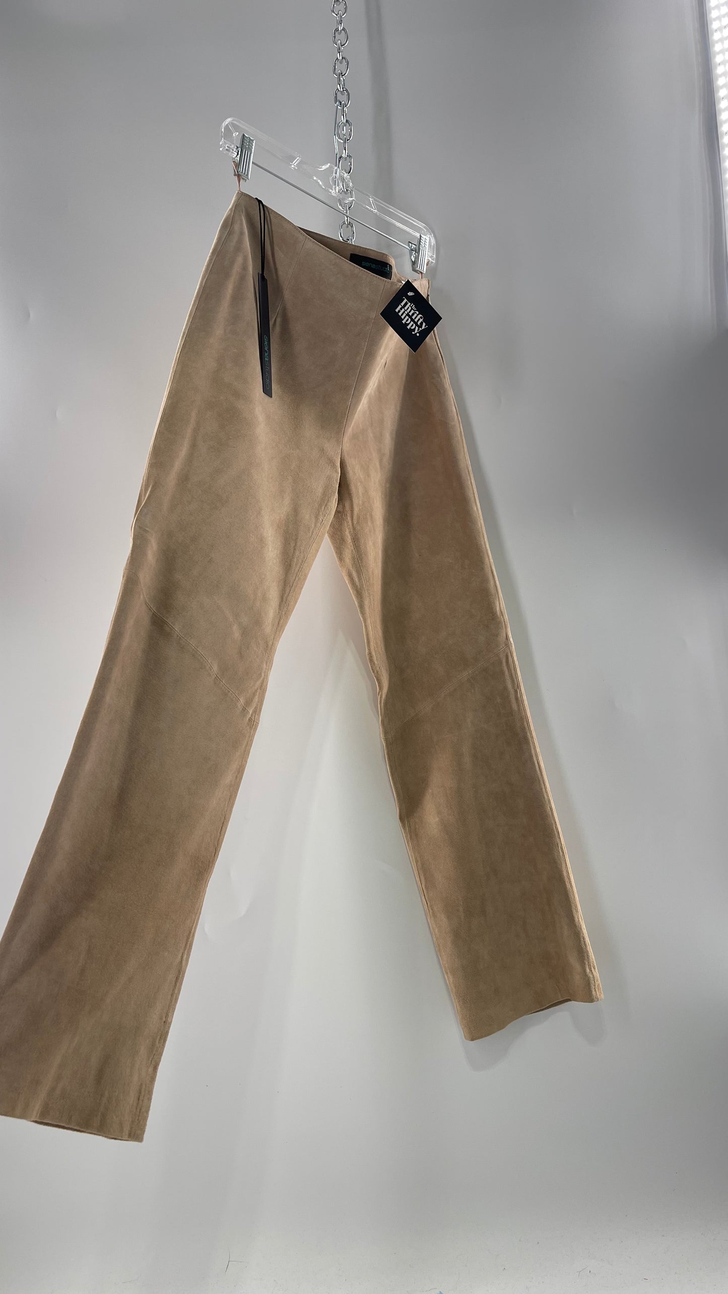 Deadstock Vintage Slouchy SienaStudio Oatmeal Tan Suede Pants (8)