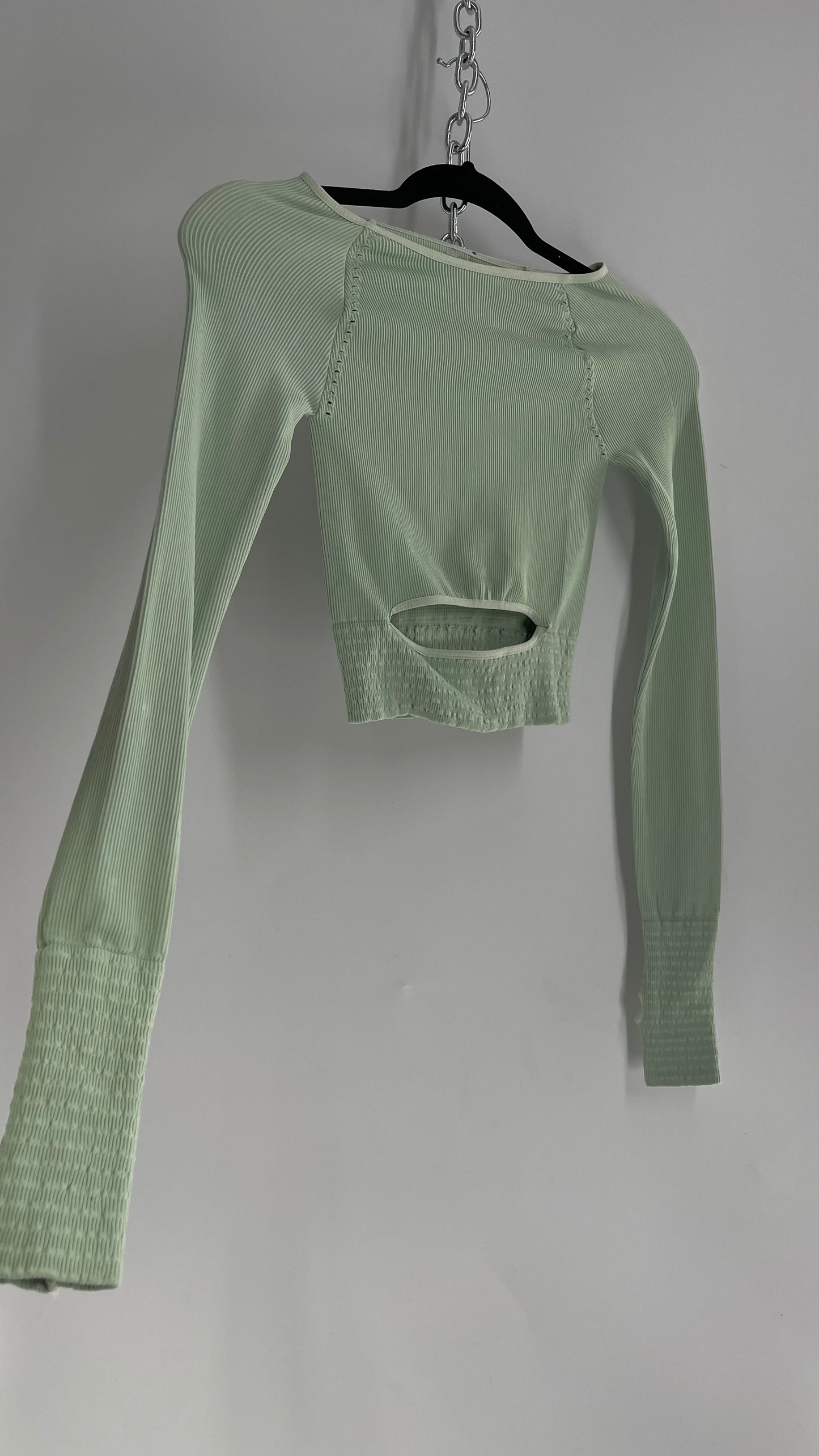 Free People Movement Seafoam Green Cut Out Long Sleeve with Thumb Holes (XS/S)