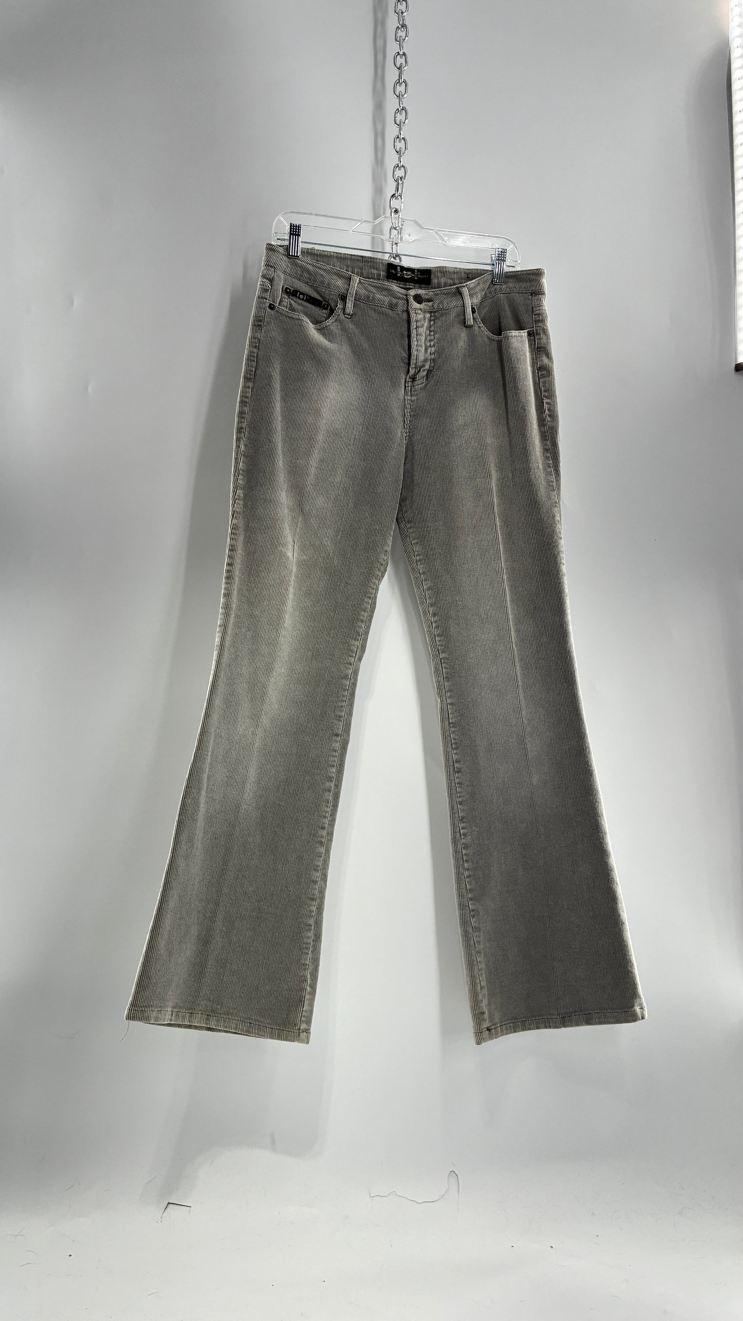 Vintage LEI Grey Corduroy Flare Pants with Fading Detail (13)