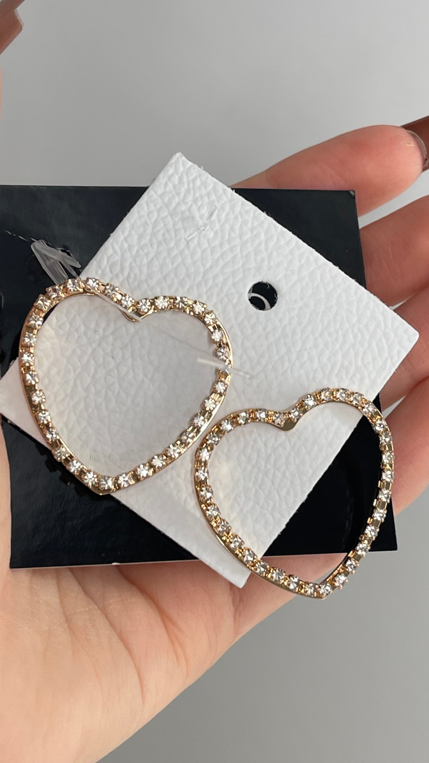 Free People Crystal Rhinestone Heart Gold Earring