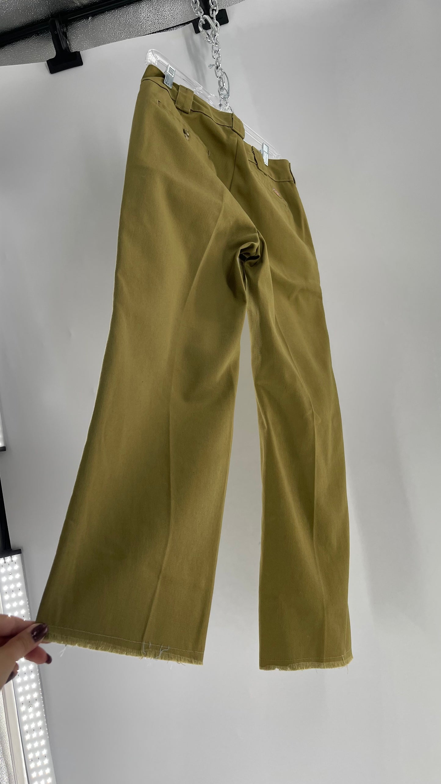 Dickies Mustard Green Cropped with Raw Edge Hem (4)