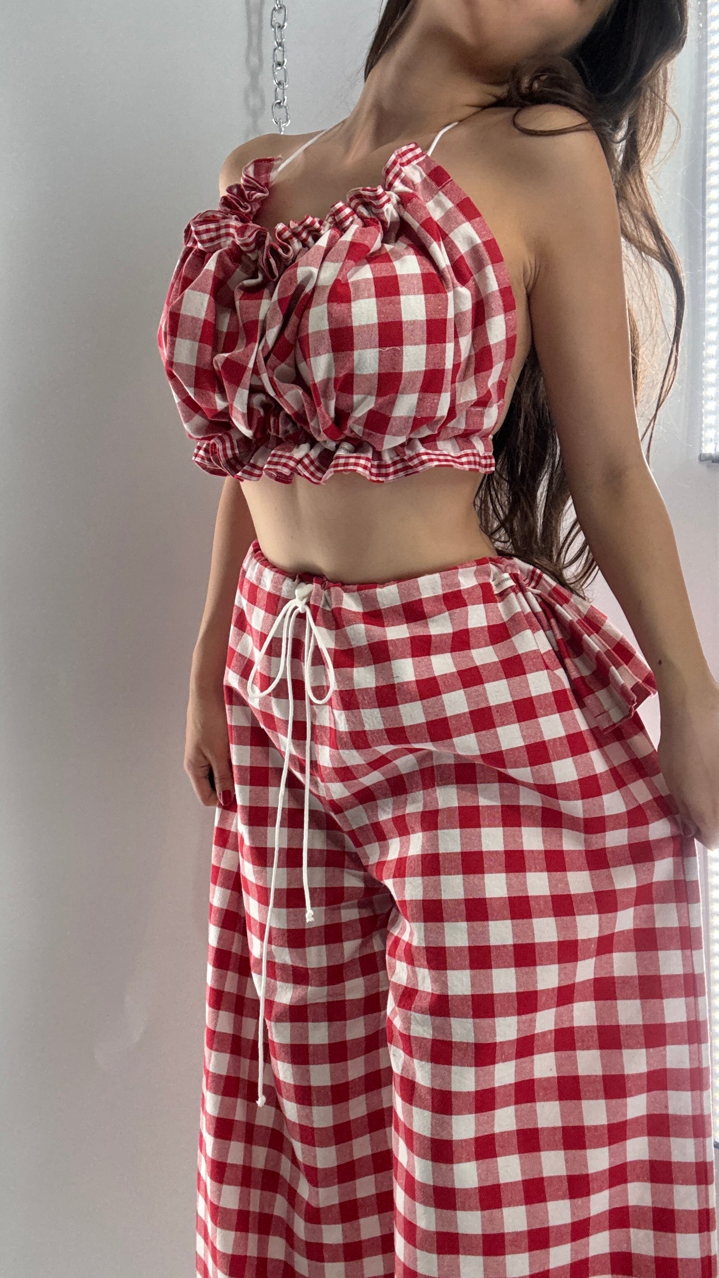 Vintage Handmade Picnic Red/White Gingham Two Piece Set (XS-L)