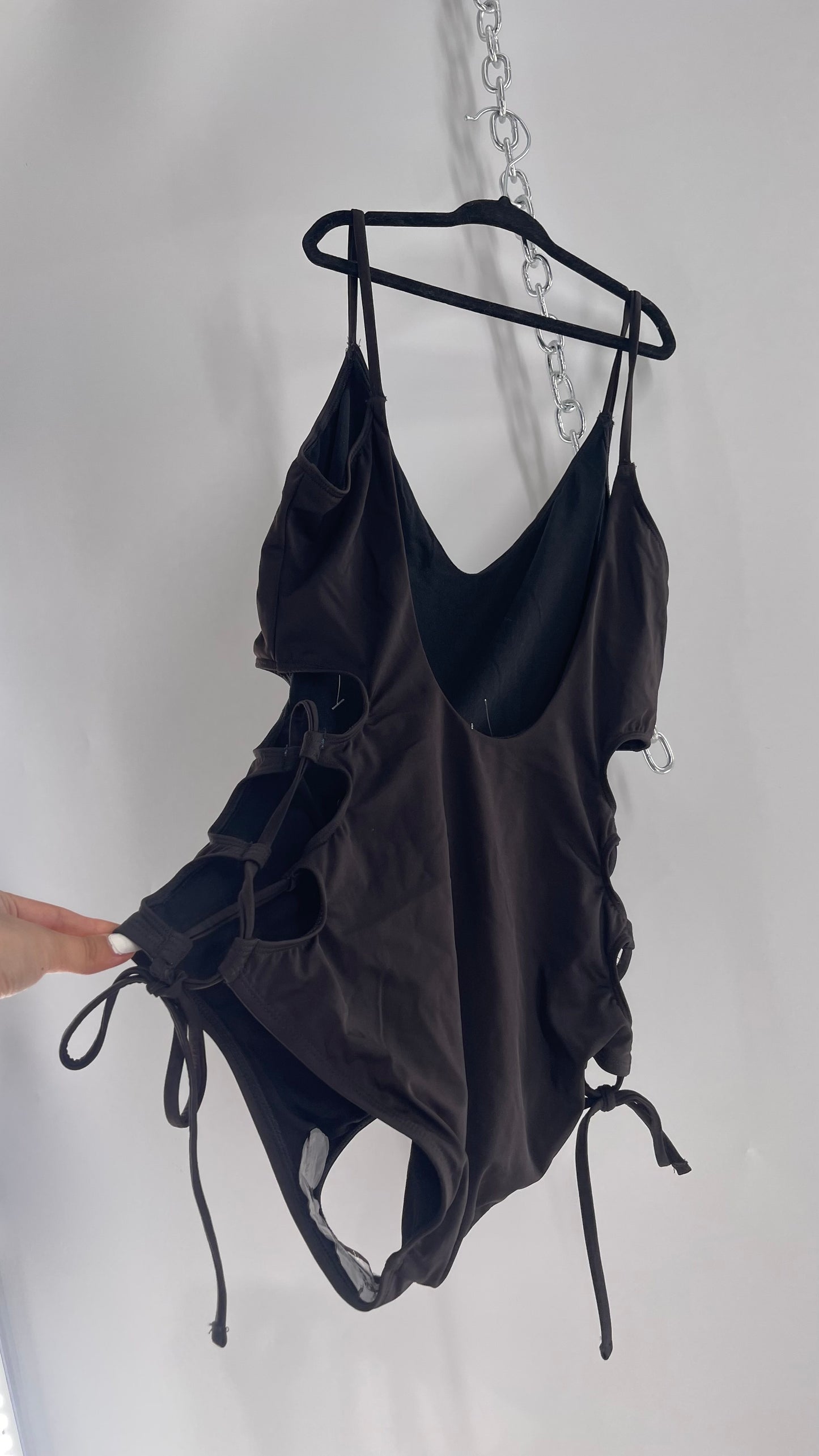 Urban Outfitters Out From Under Black Swimsuit with Lace Up Sides (Large)