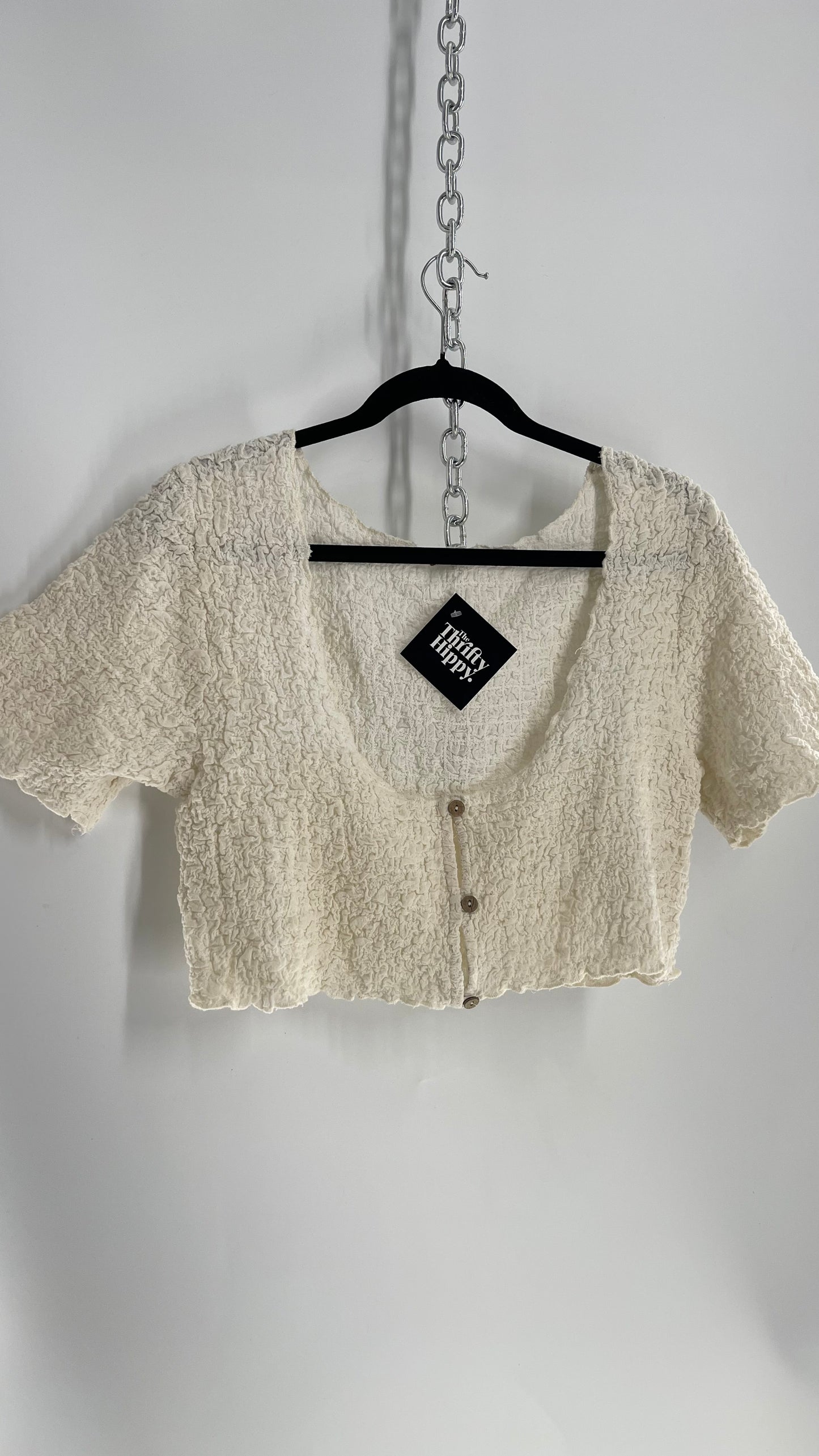 Free People Textured Off White Crop(Large)