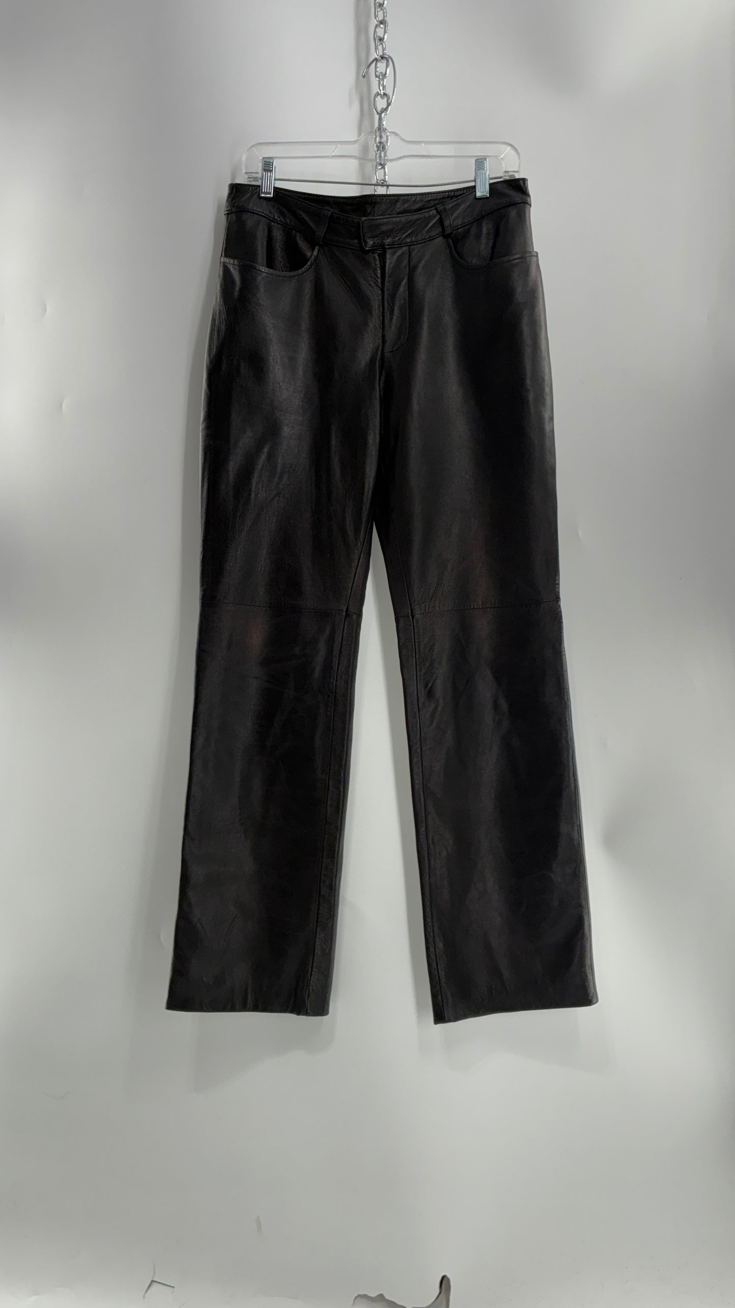 Vintage INC Black Soft Genuine Leather Side Closure Pants (6)