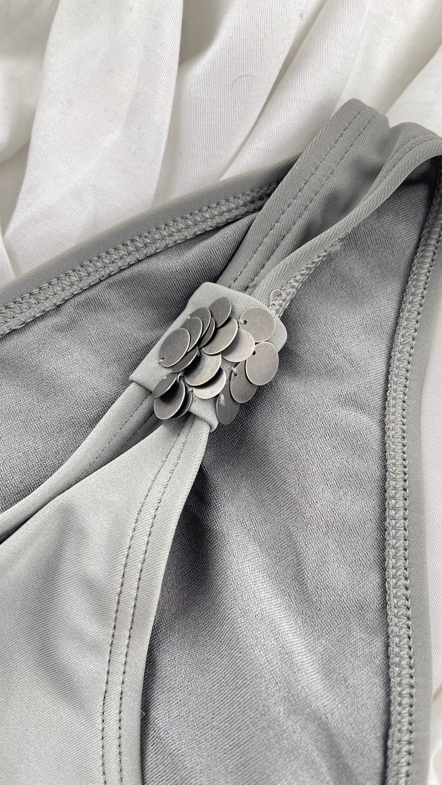AERIE Gray Swim Bottoms with Metal Sequin Details (Small)