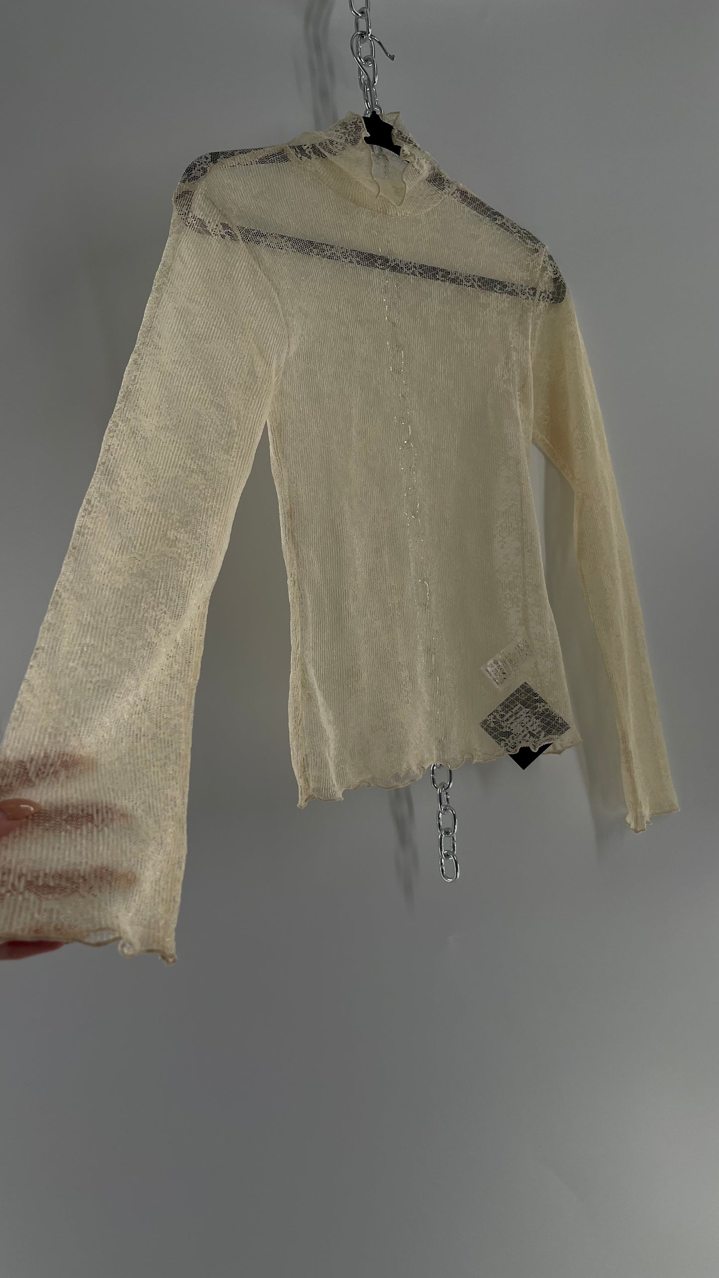 Free People Curetty Baby Yellow Lace Turtle Neck (Small)