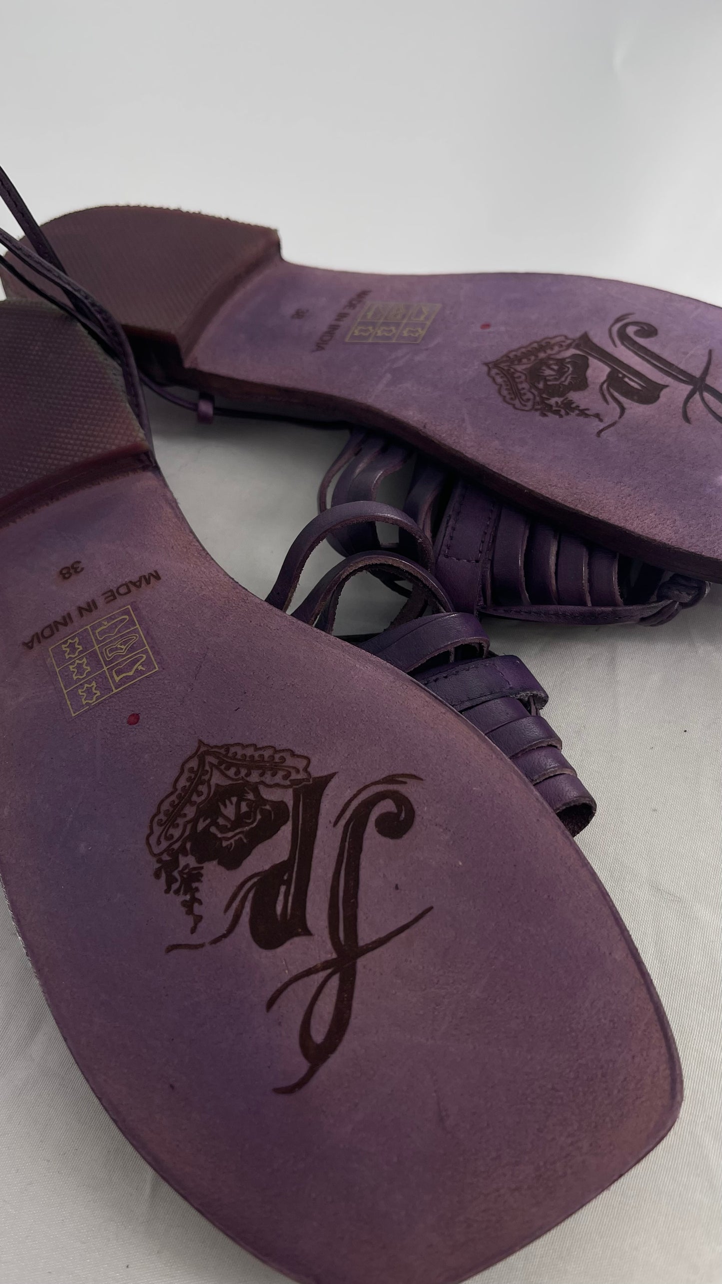 Free People Purple Cami Leather Wrap Around Gladiator Style Sandal (38)