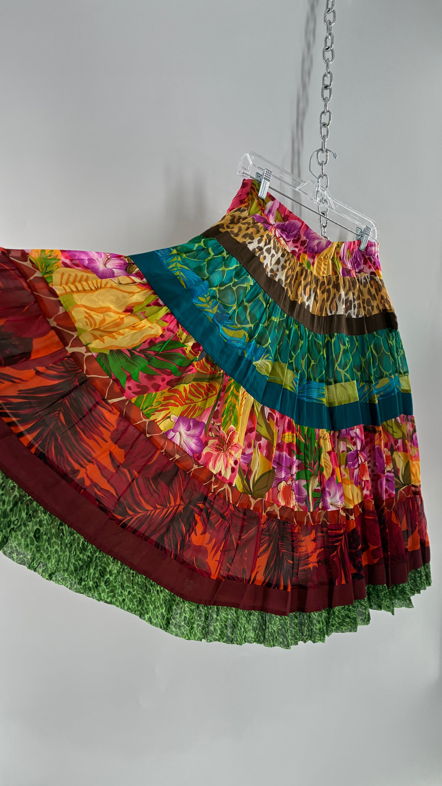 Vintage CHENAULT Voluminous Tropical Tiered Skirt (6)