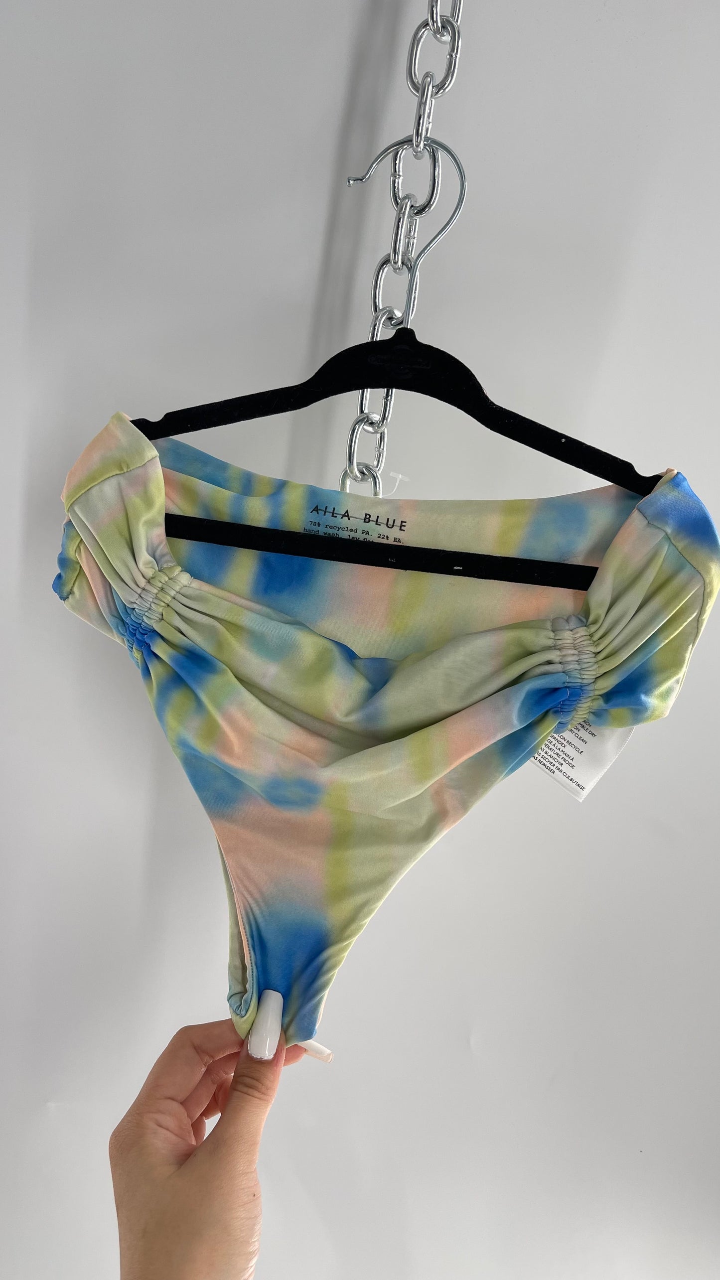 AILA BLUE Pastel Tie Dye Cheeky Swim Bottoms (Small)
