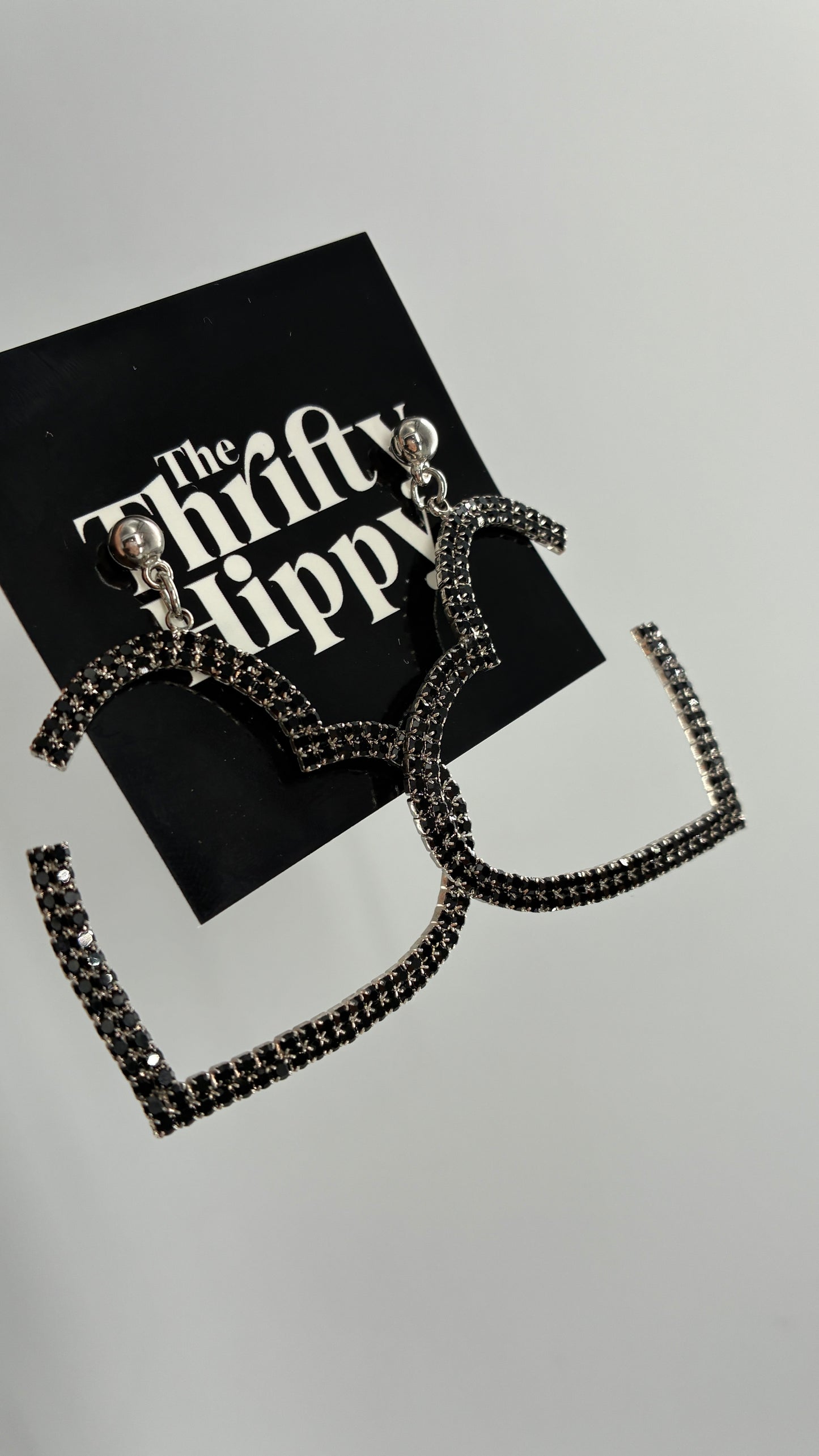 Free People Black Hoop Heart Earrings