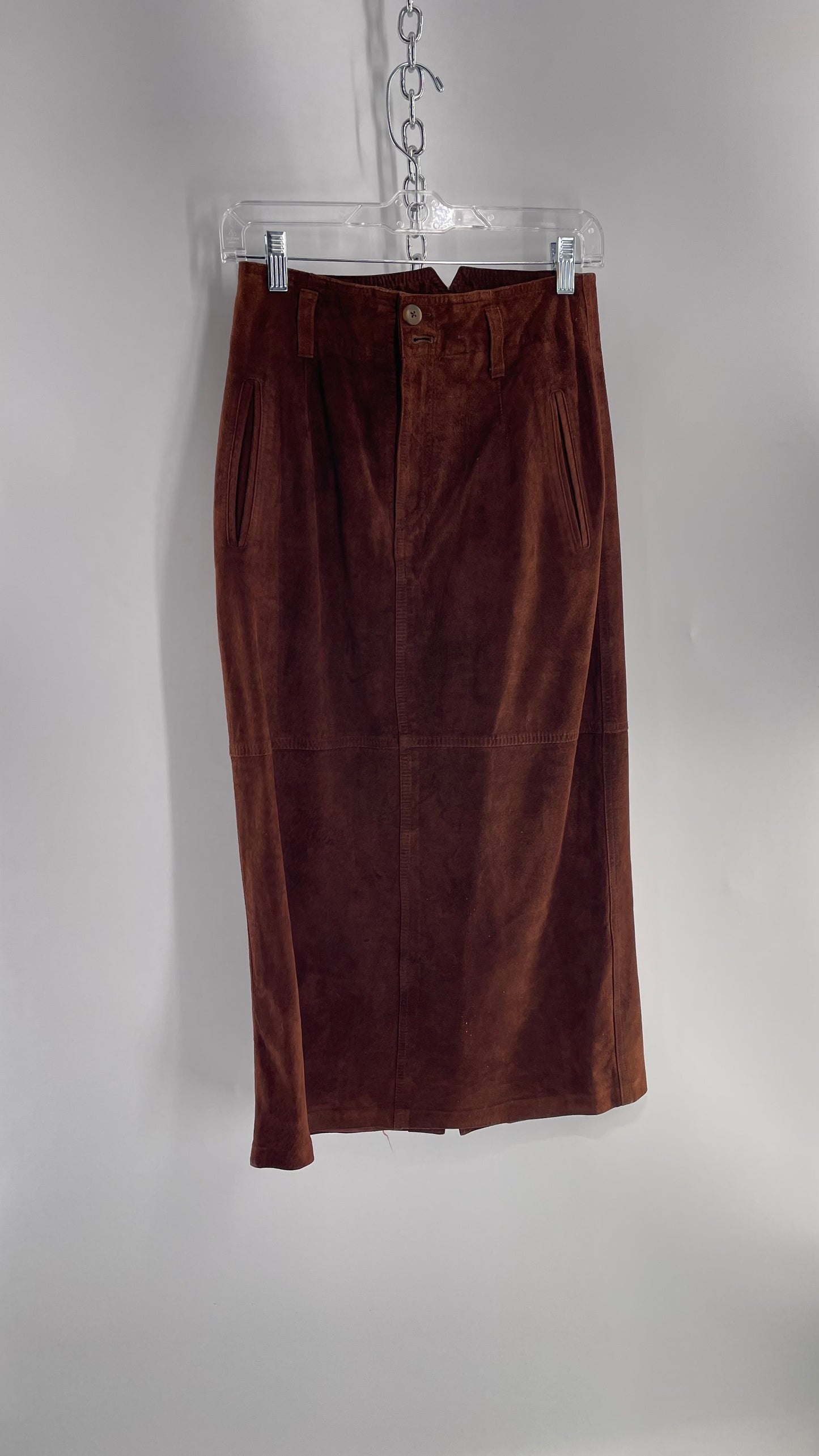 Vintage Lizwear Chocolate Brown Suede Long Skirt