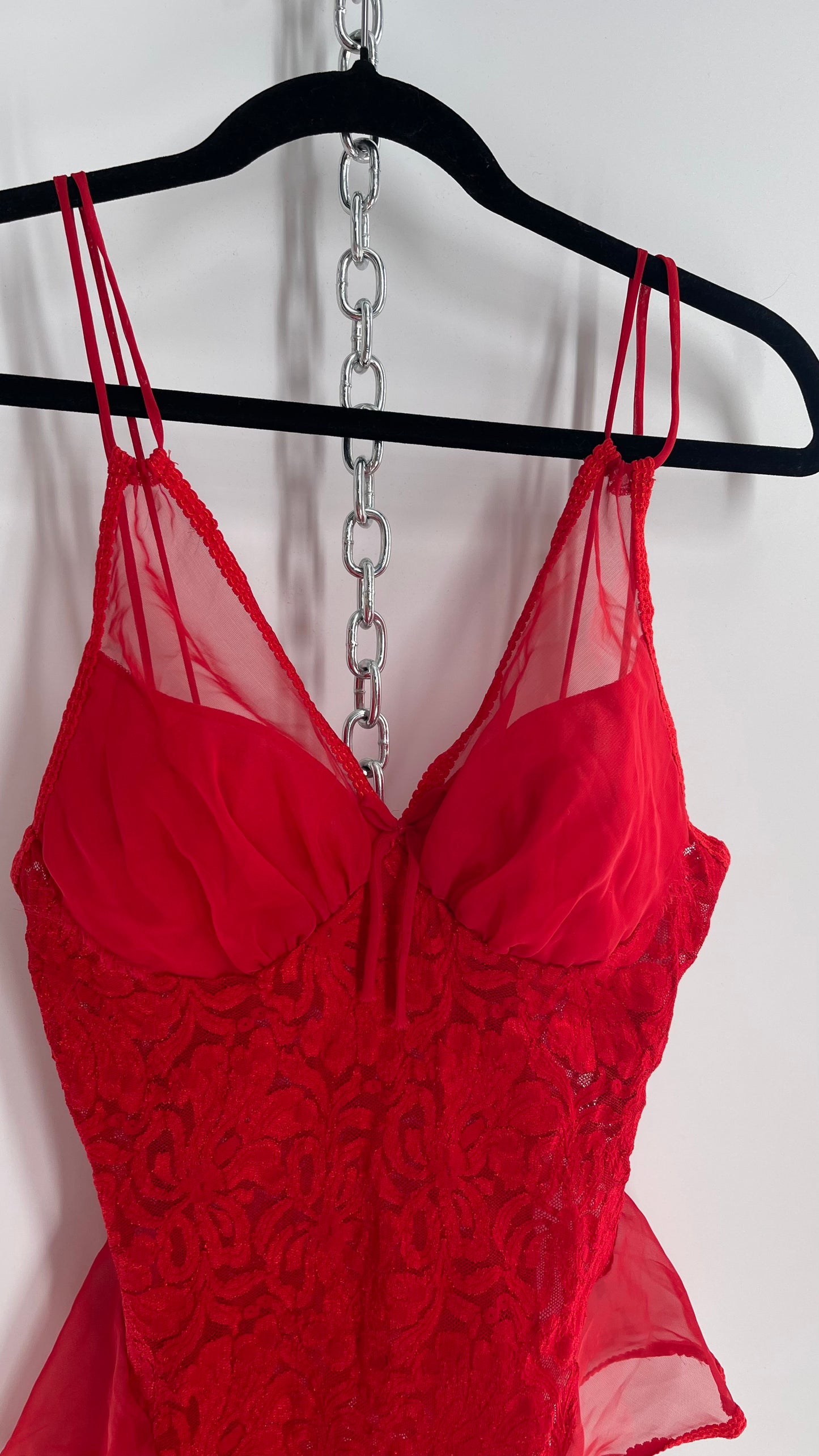 Vintage Red Lace Bodysuit (Medium)