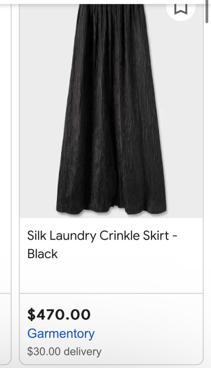 Vintage Adrian Jordan Black Full Length Crinkle Skirt 100% Silk (18/20)