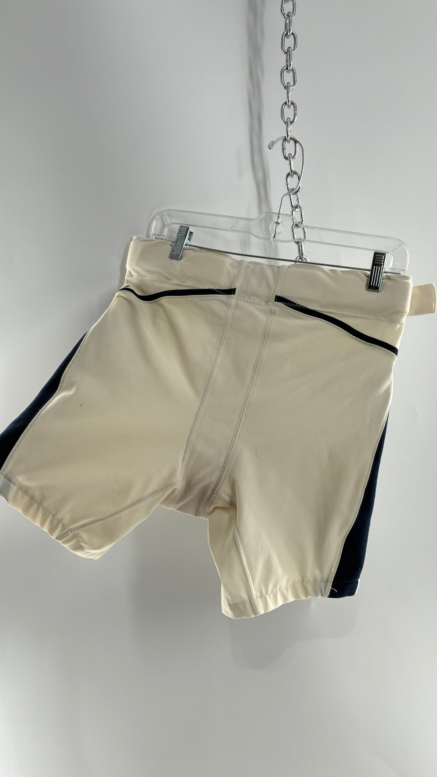Vintage Nike Off White Distressed Football Belted Shorts (36)