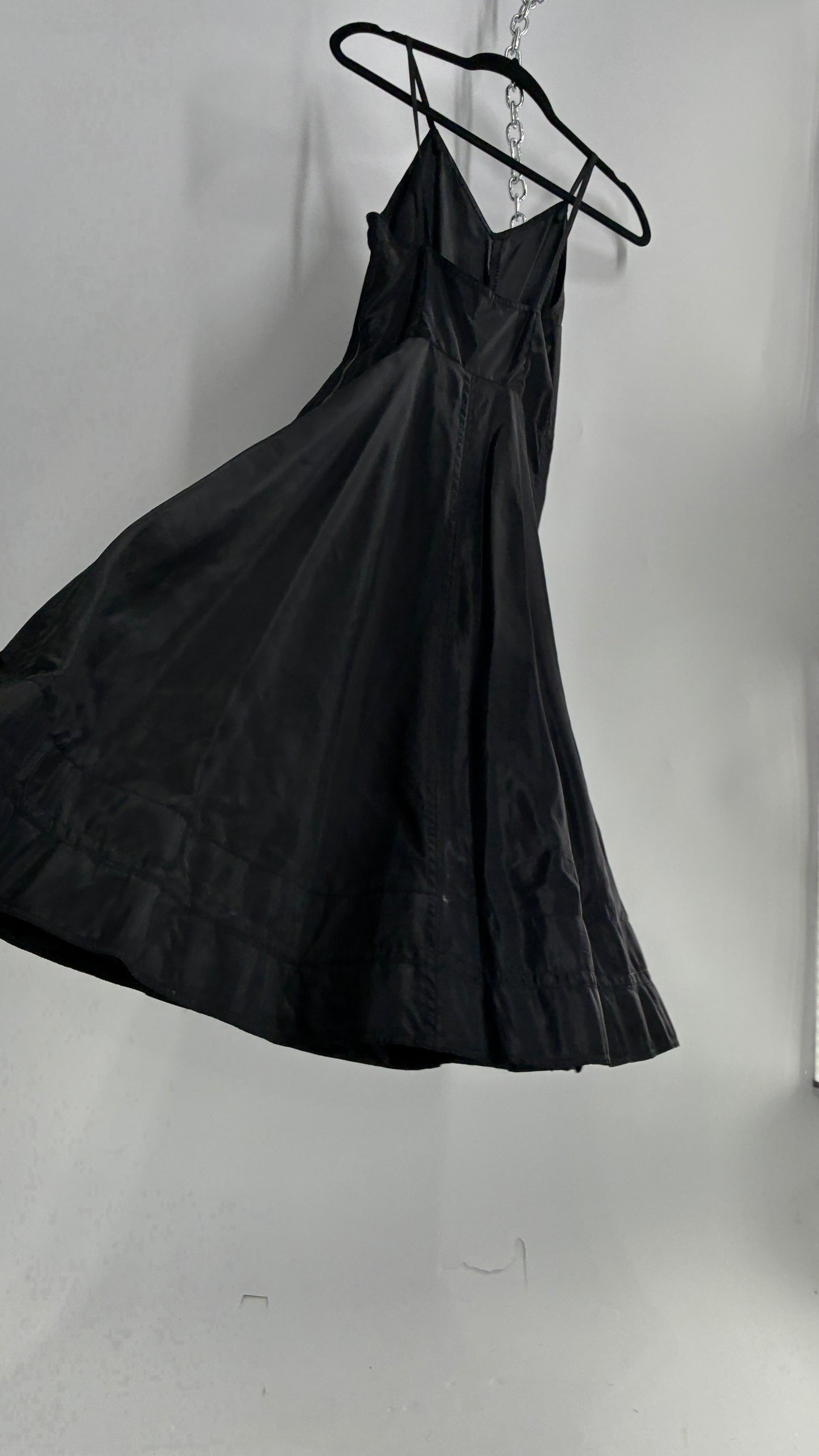 Vintage Black Midi Crinoline Style Dress (S)