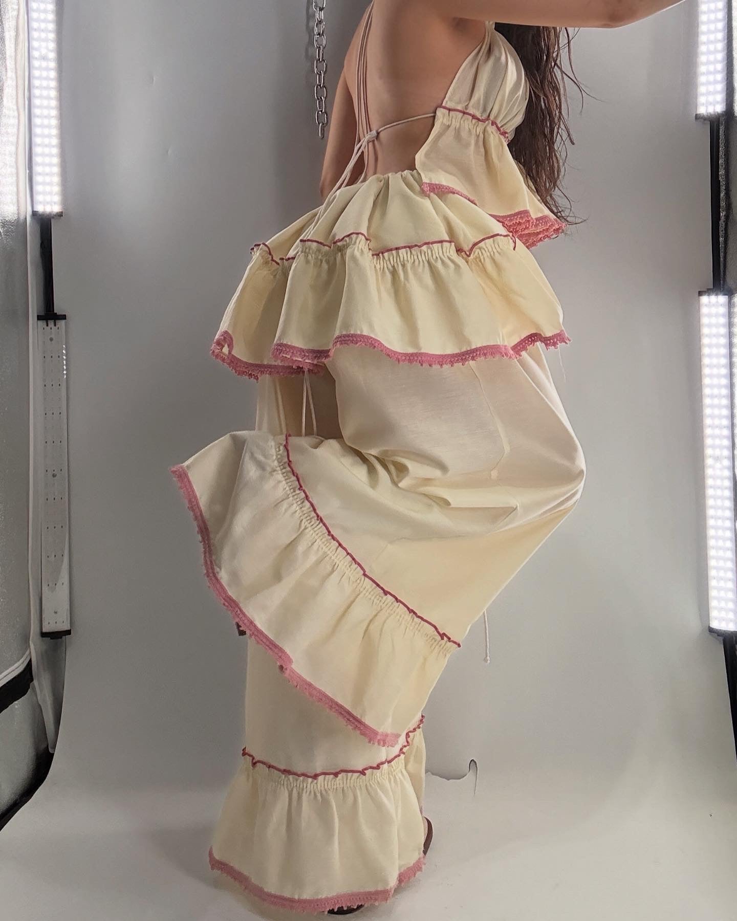 Vintage Handmade Two Piece Cream and Dusty Rose Set (XS-L)