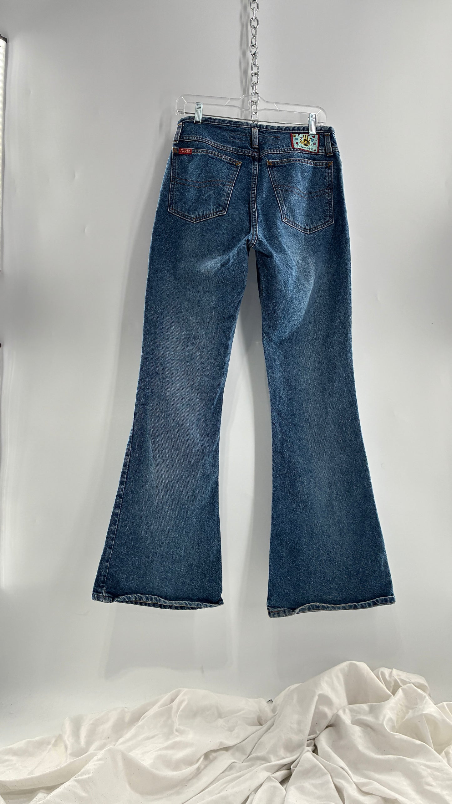 Vintage 1980s MUDD Flared Button Front Jeans with Colorful Jacron (9)
