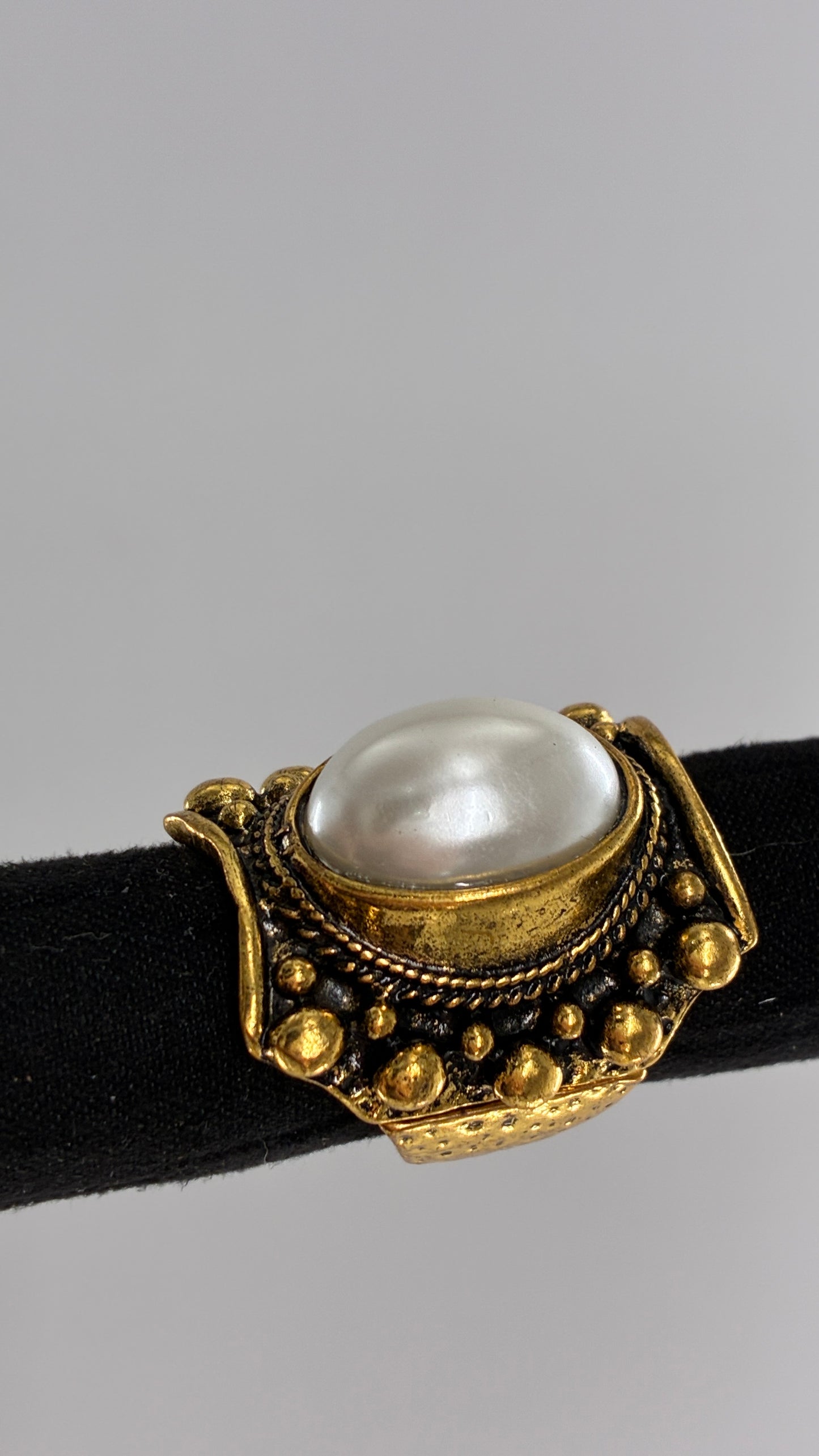 Gold and Pearl Chunky Dramatic Ring