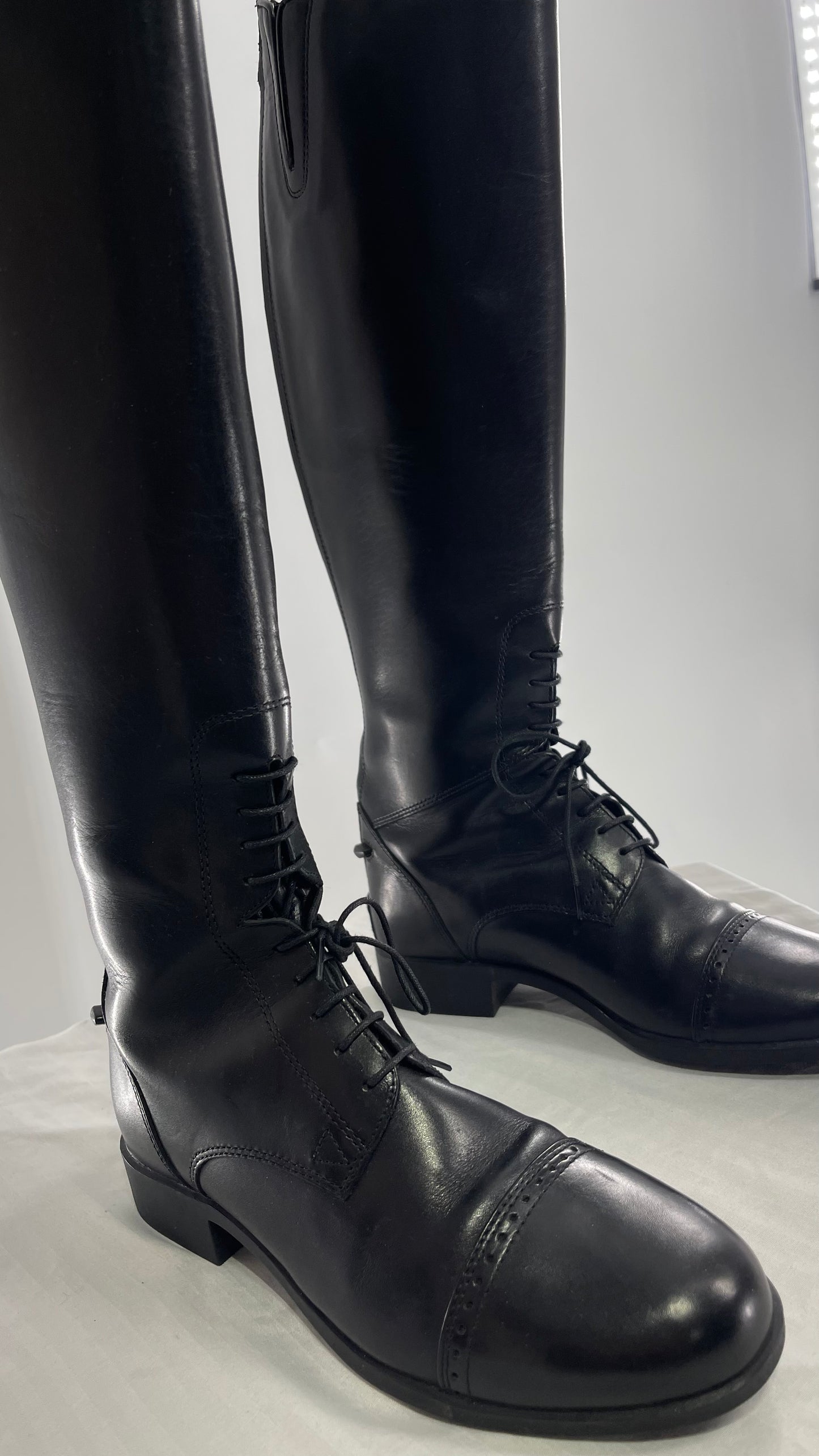 ARIAT Heritage Contour || Black Leather Field Zip Knee High Riding Tall Boots (8)