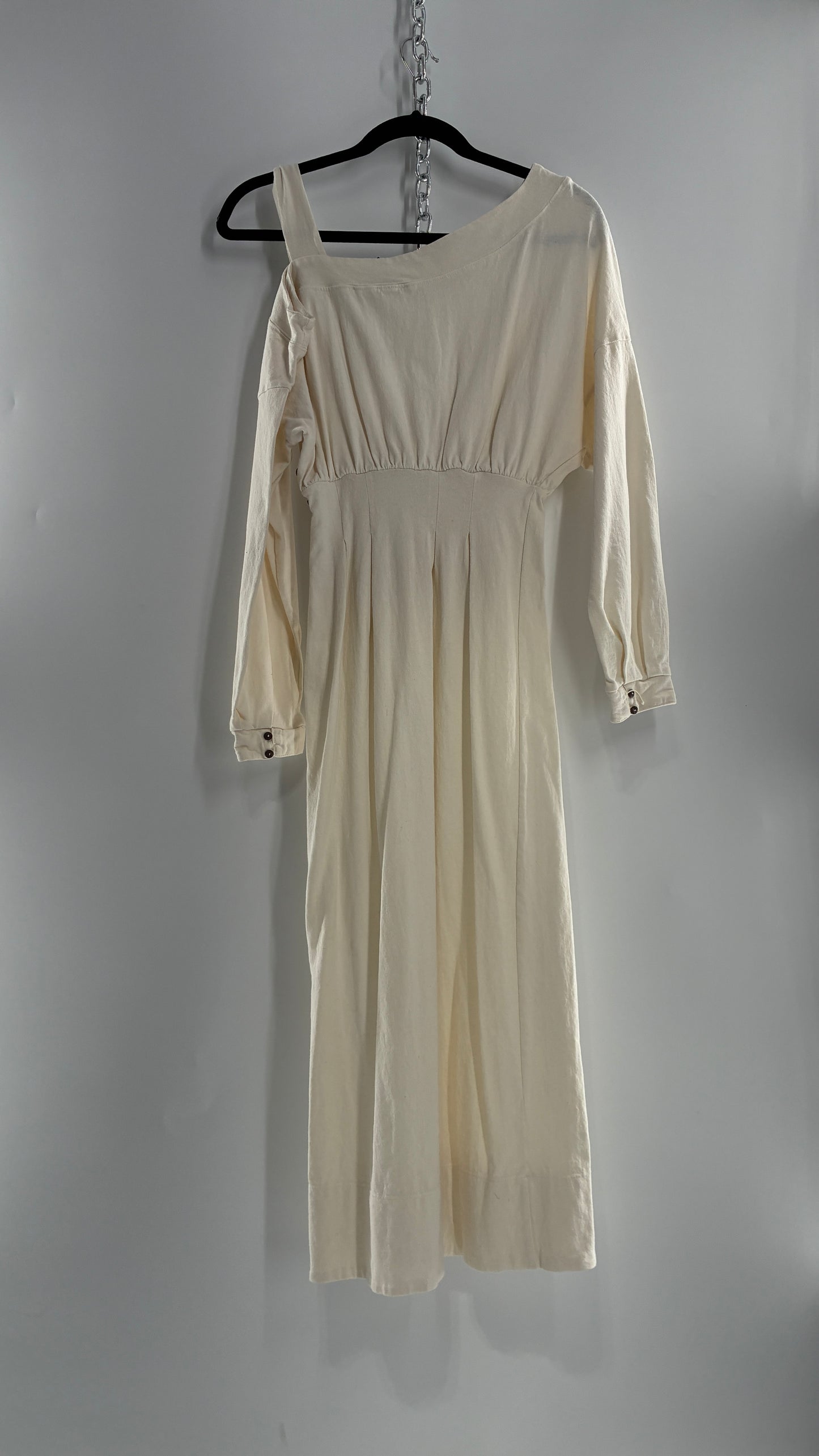 Free People Off White Long Sleeve Maxi Dress with Shoulder Strap (XS)