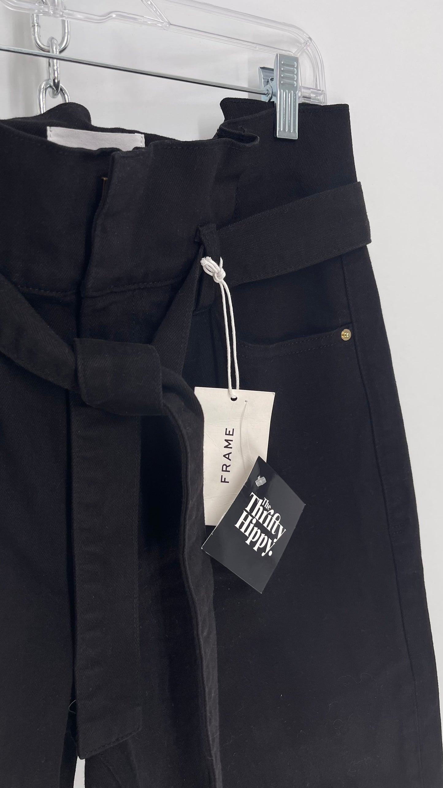FRAME Black Denim Tie Waist Straight Legs with Tags Attached (28)