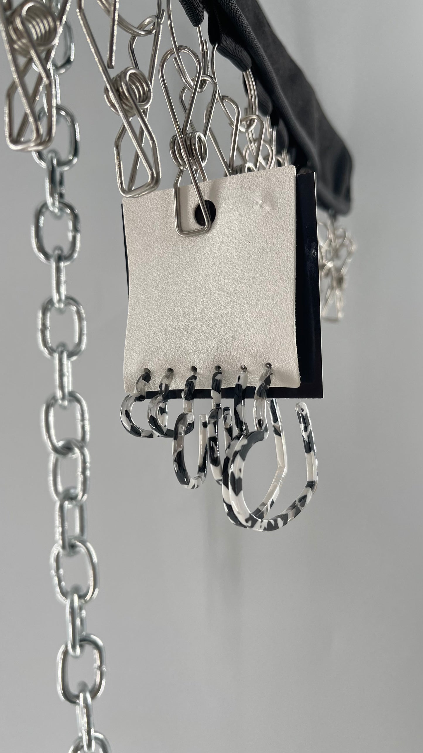 Free People Black/White Marble Heart Earring Set