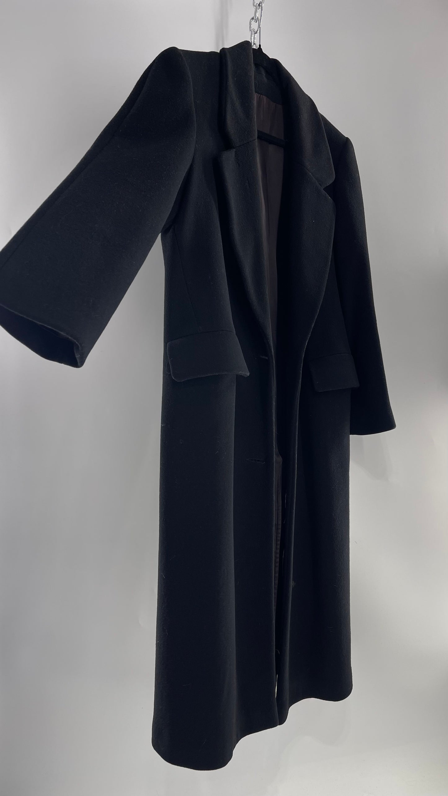 Vintage CENTRAL PARK NY 100% Wool Black Full Length Coat (M/L)