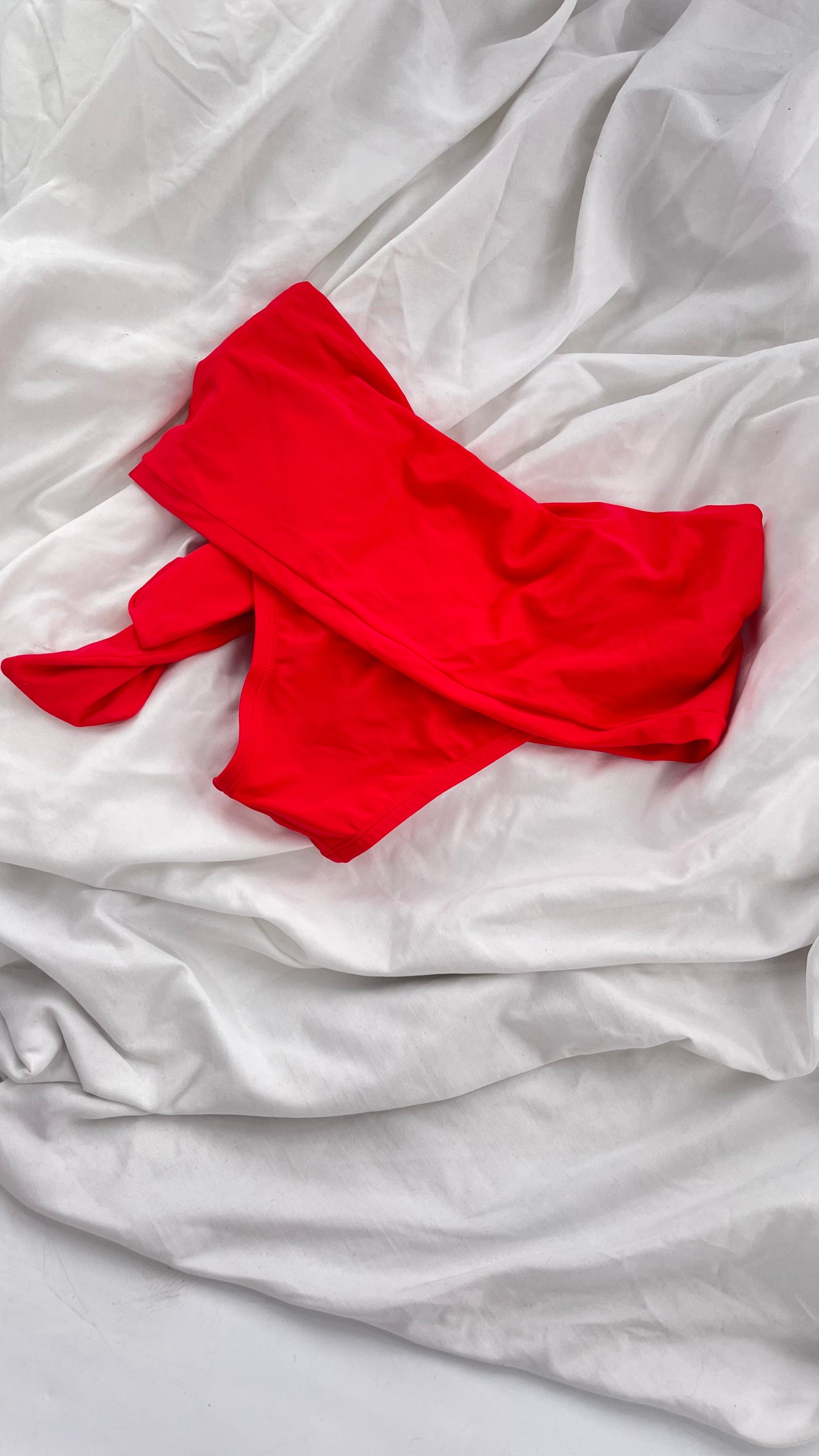 NY Apparel Group Sample Fold Over Side Tie Neon Coral Swim (Small)
