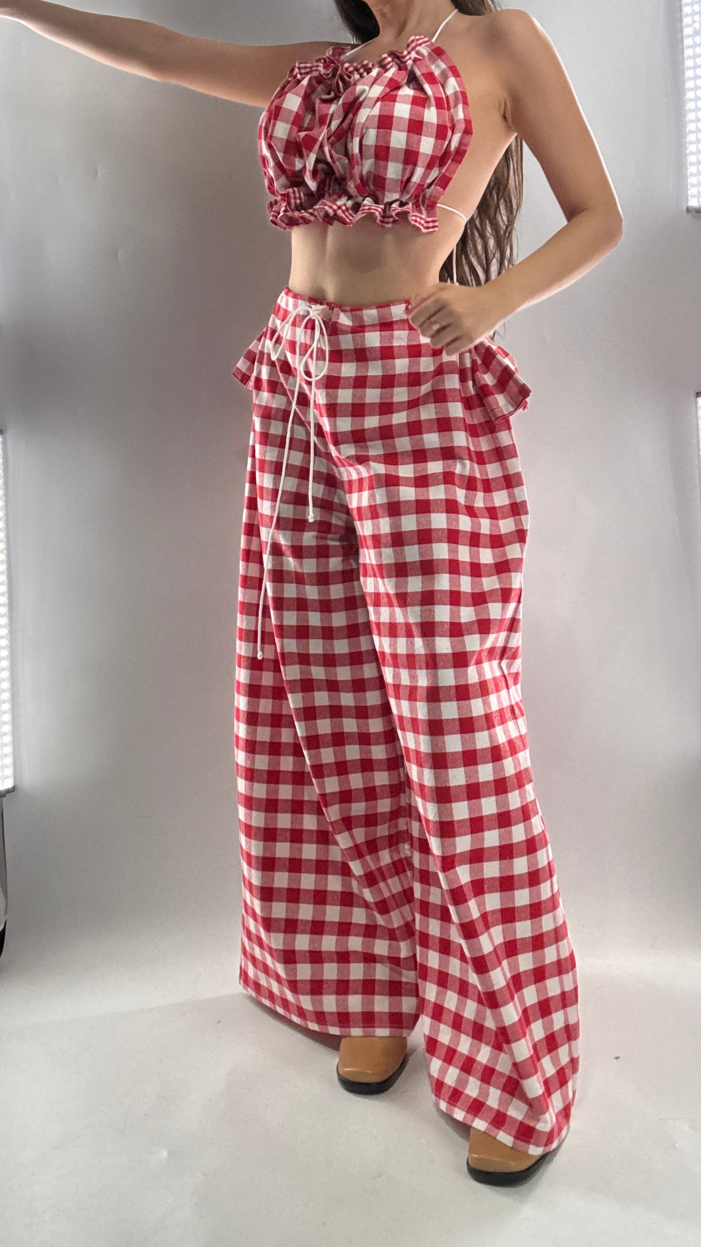 Vintage Handmade Picnic Red/White Gingham Two Piece Set (XS-L)