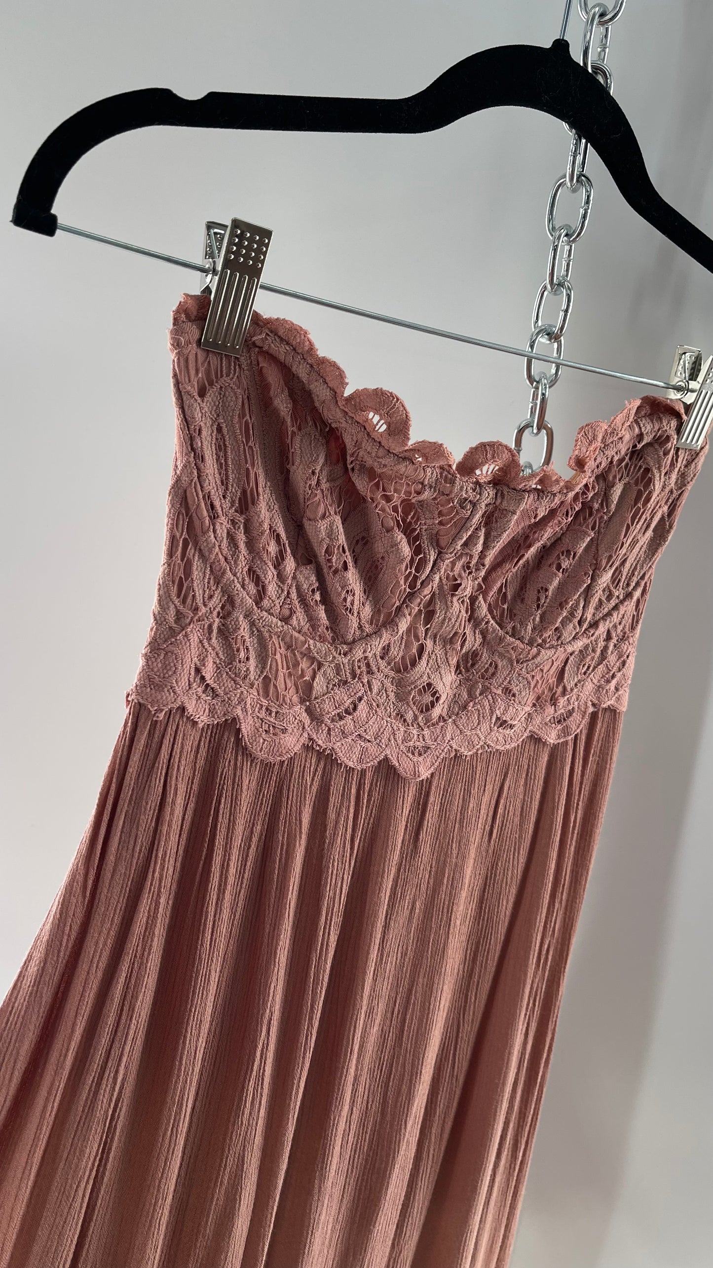 Free People Adella Mauve/Dusty Pink Full Length Maxi Dress (Small)
