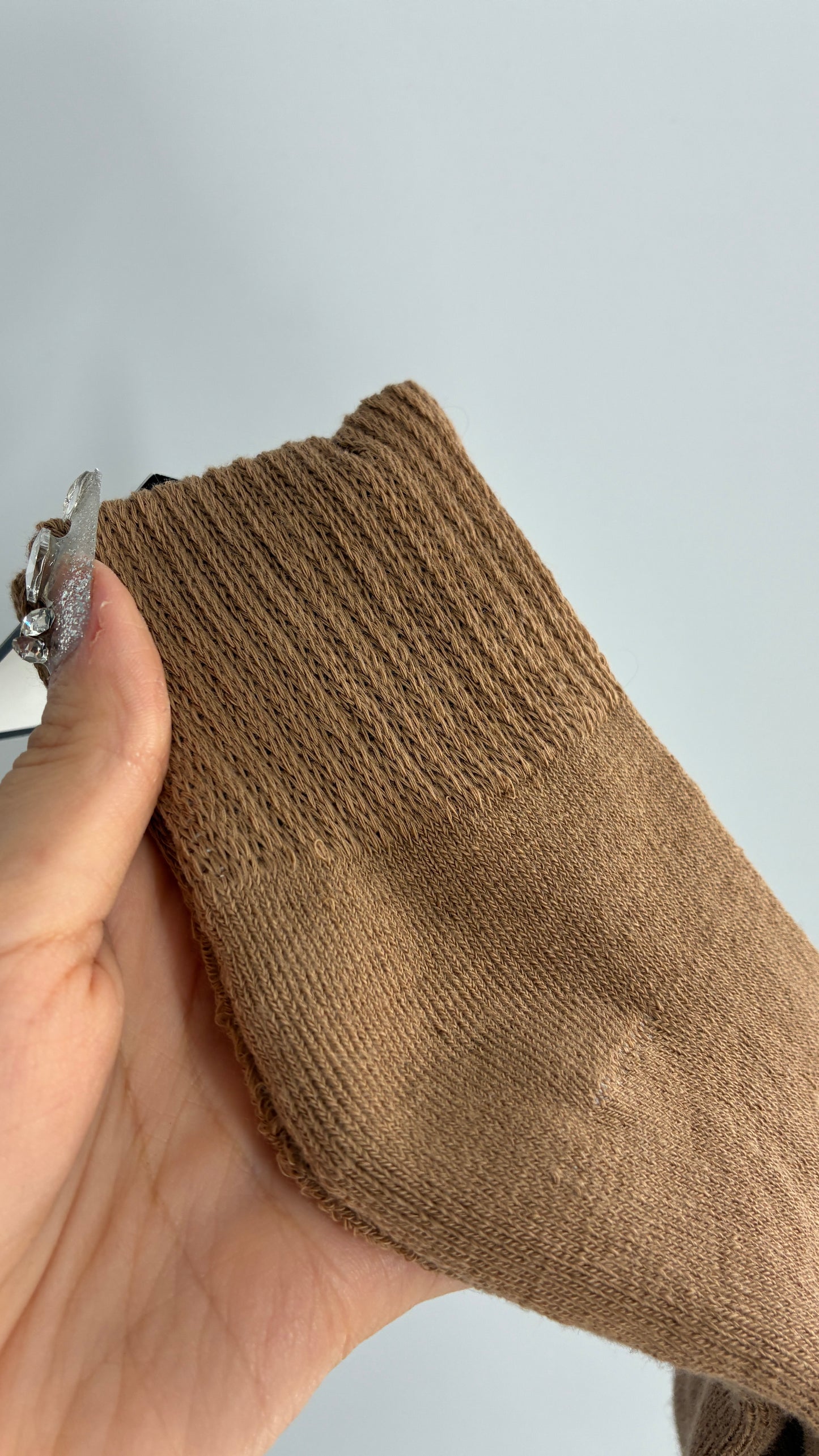 NWOT Thick Knit Brown Crew Sock