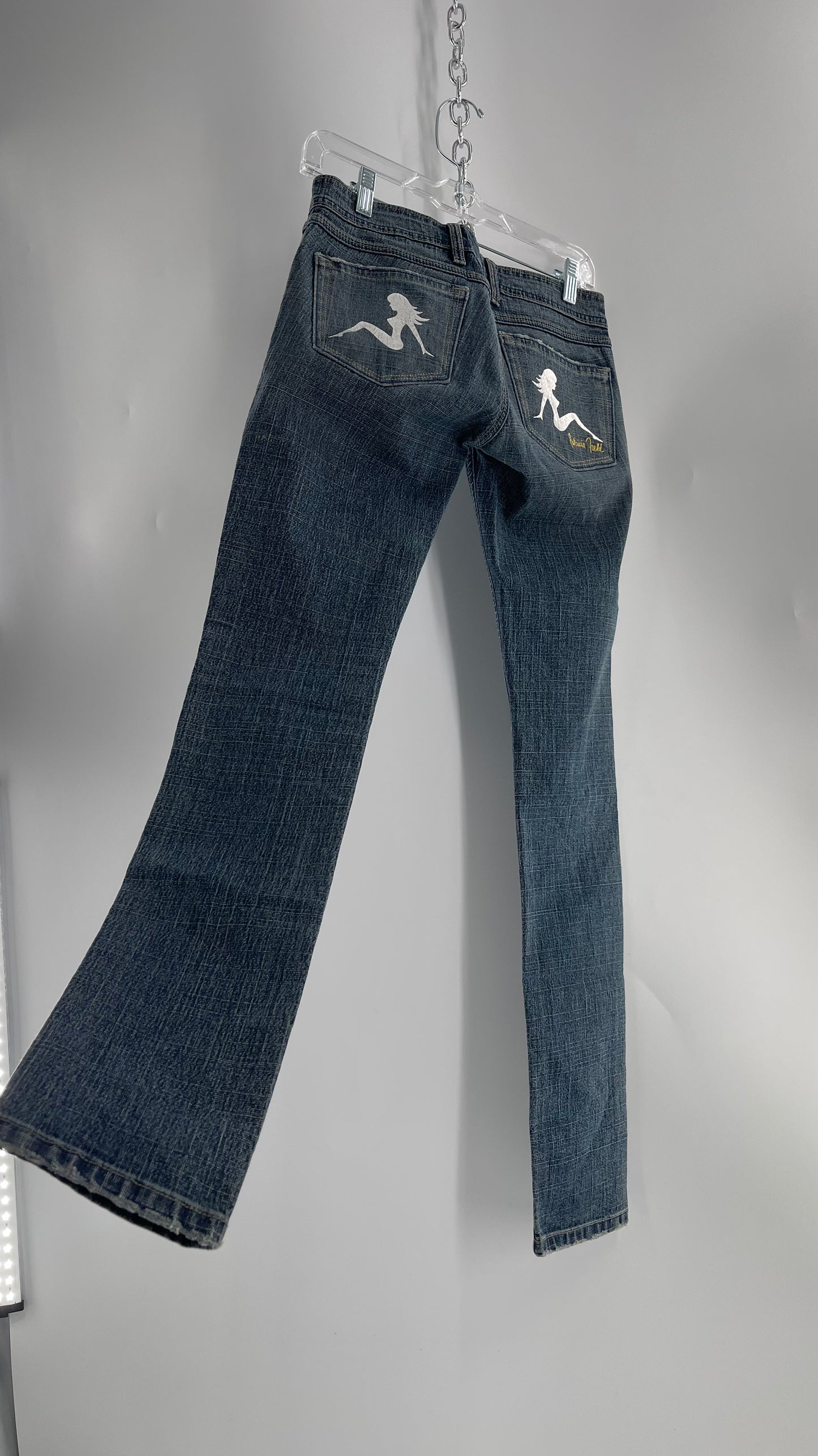 Vintage Smart AS JEANS Light Wash with Silver Metallic Female Posing Silhouette and Paulina Field Embroidery (28)