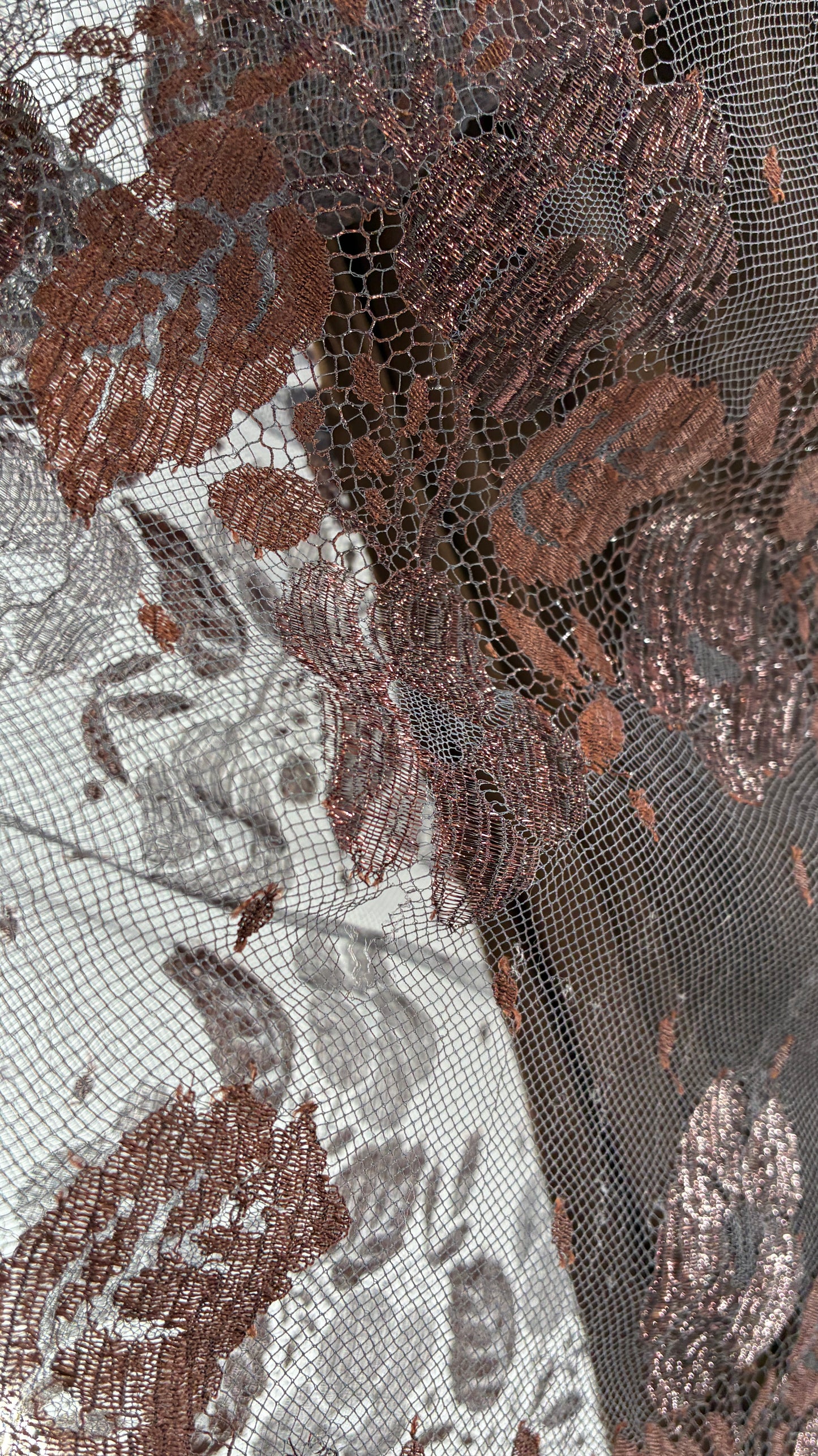 Vintage Brown Bronze Metallic Lace Skirt (S/M)