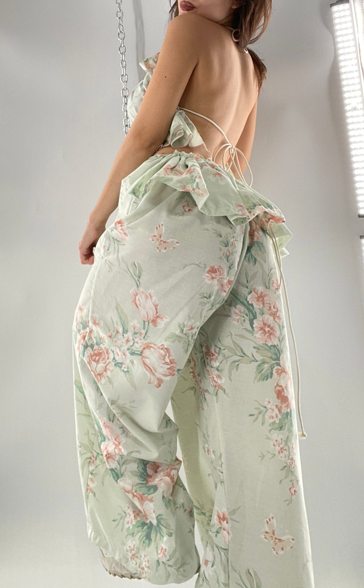 Vintage Set Covered in Delicate Dainty Florals, Butterflies, and Ruffles (One Size, Adjustable)