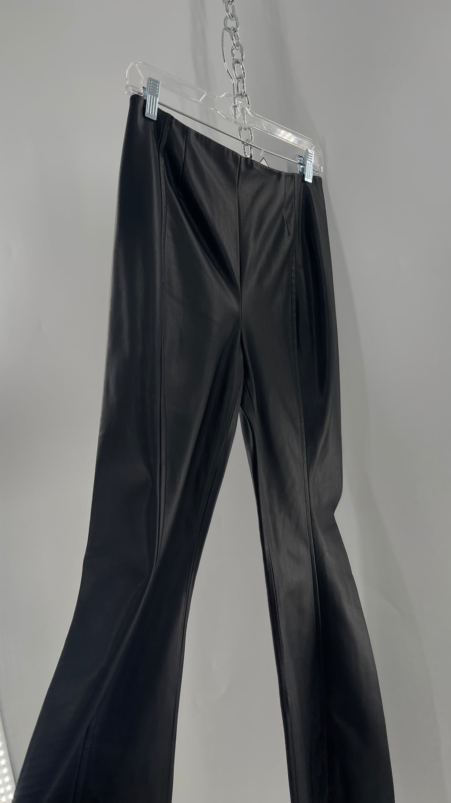 Free People Black Vegan Leather Kick Flares (28)
