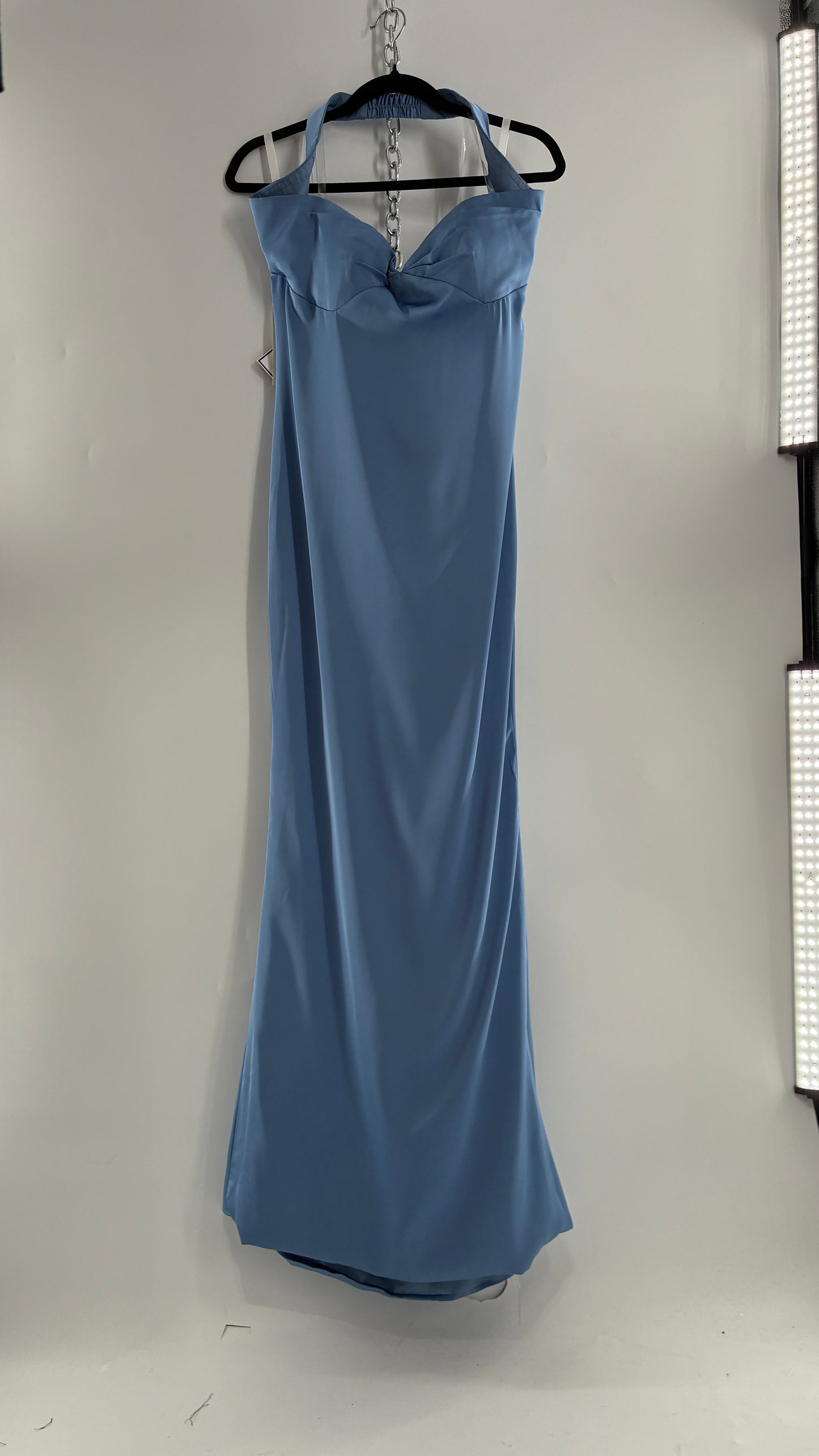 Vintage Powder Blue Full Length Gown with Ruched, Padded Bust and Tags Attached (4)