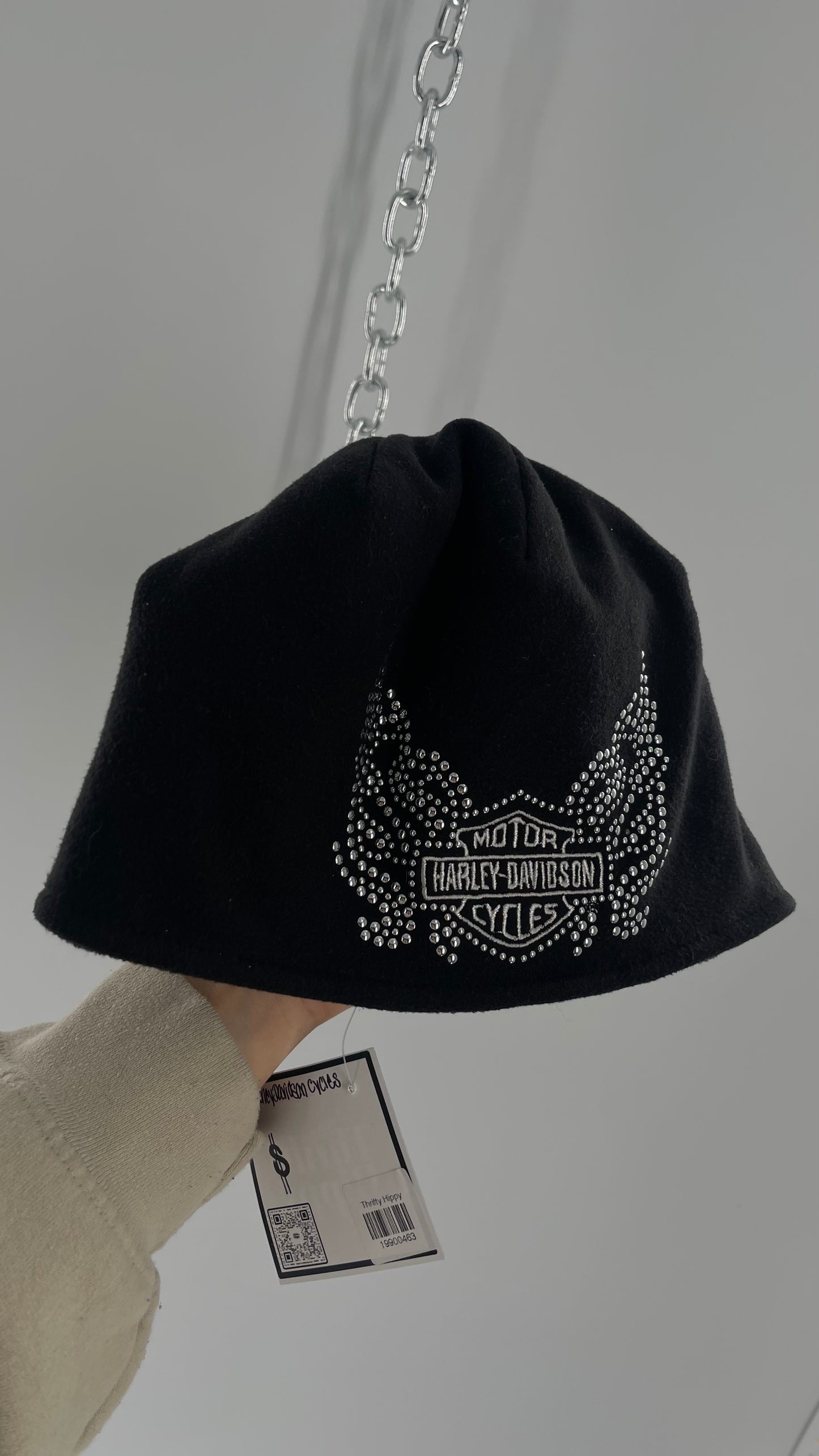 Vintage Harley Davidson Studded Bedazzled Beanie
