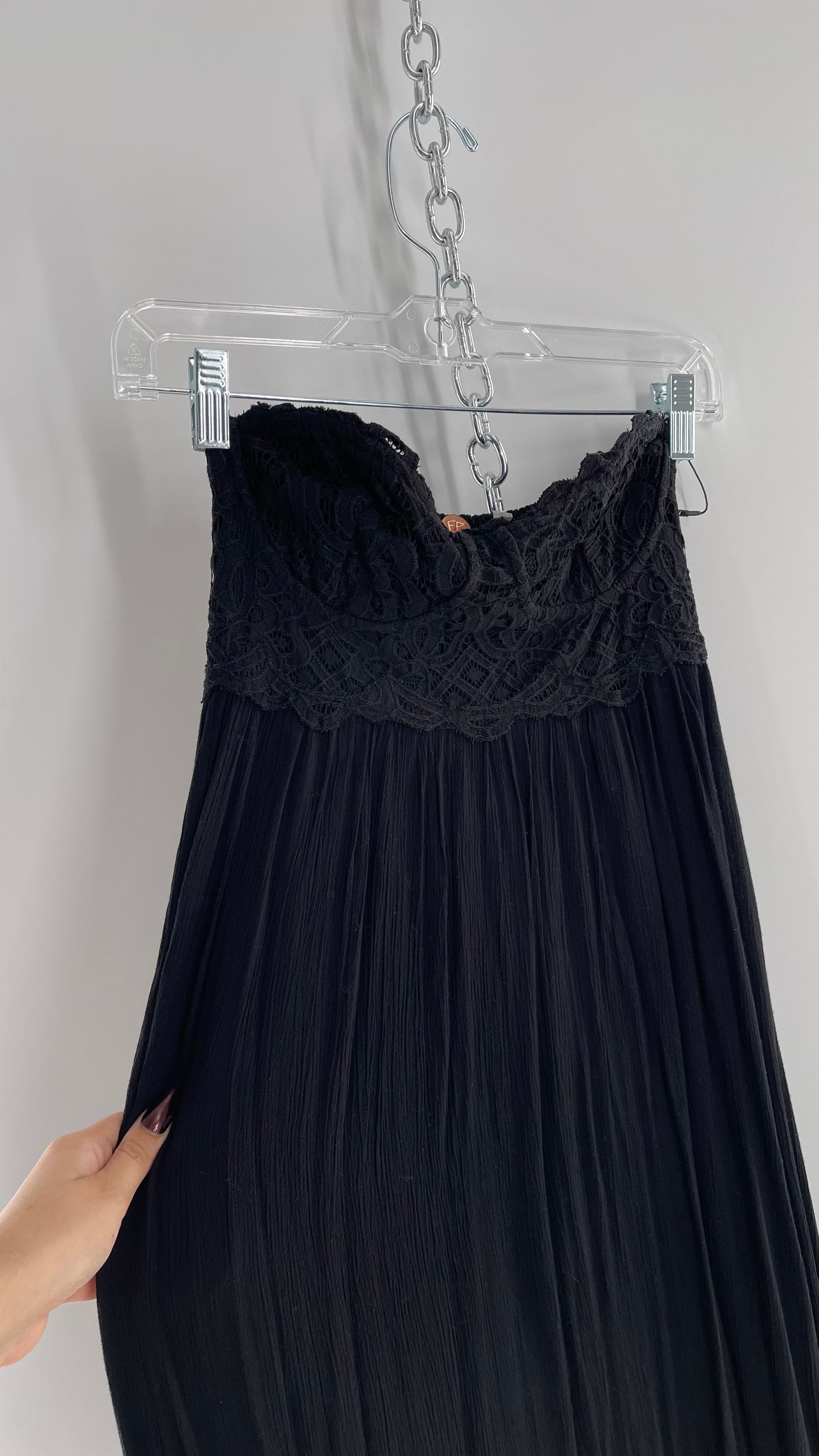 Free People Adella Black Full Length Maxi Dress (Small)